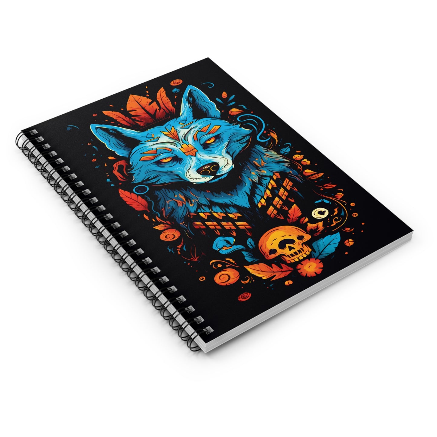 Wolf Design Spiral Notebook - Ruled Line by Adobe Dregs Coffee Stash™