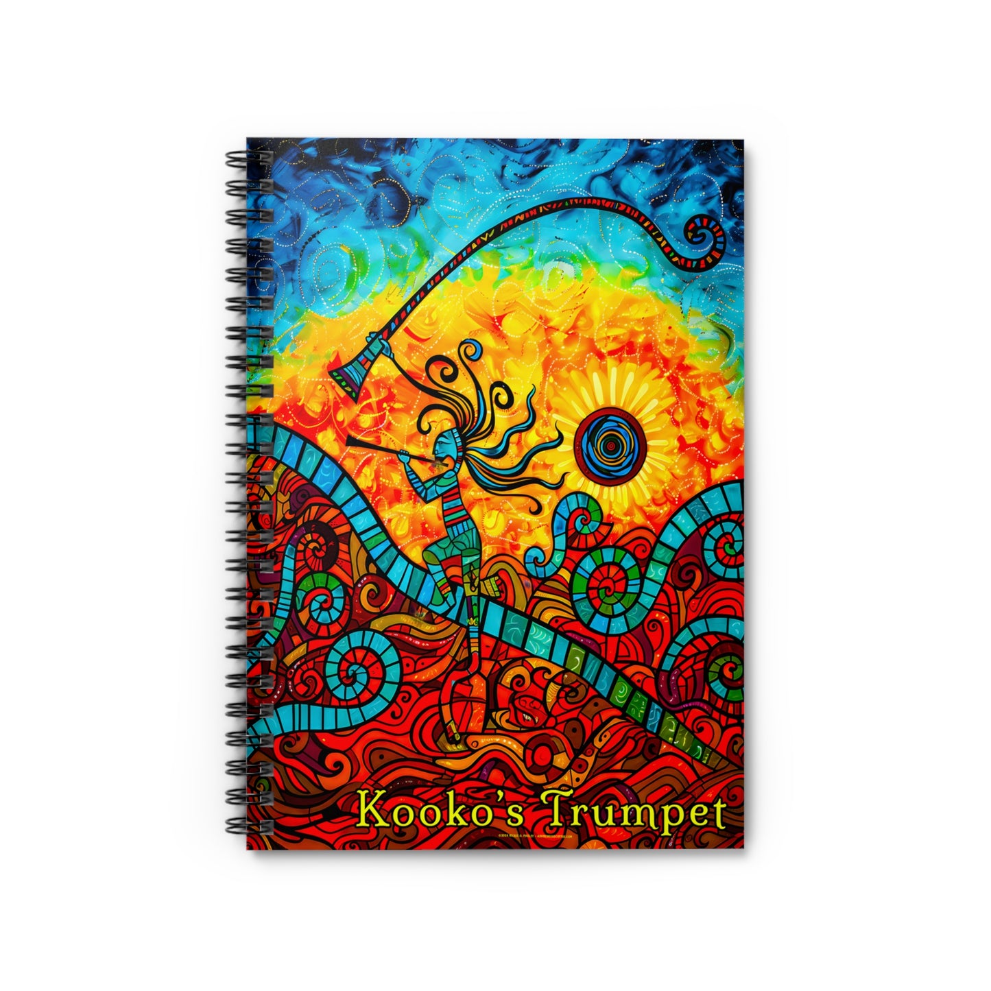 "Kooko's Trumpet" Spiral Notebook - Ruled Line From Adobe Dregs Coffee Stash™