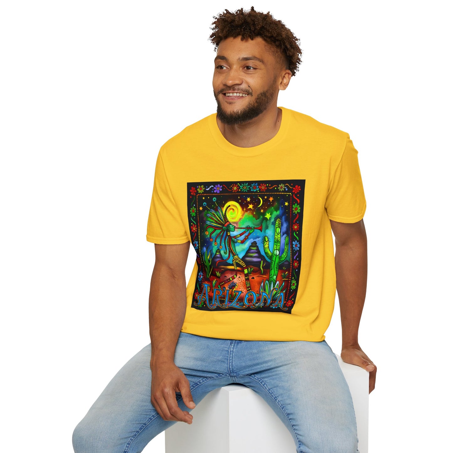 "Saguaro Serenade" Unisex Softstyle T-Shirt from Adobe Dregs Coffee Stash™