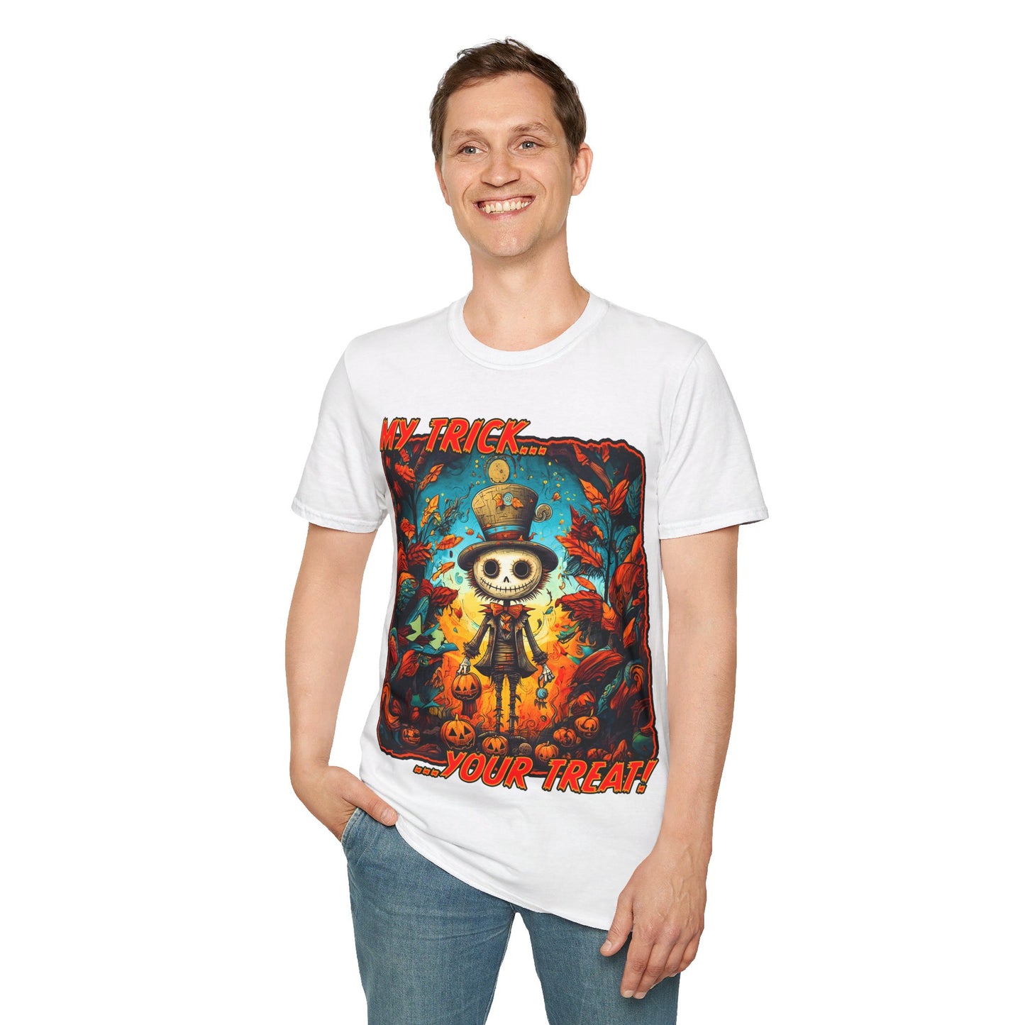 "My Trick...Your Treat!" Unisex Softstyle T-Shirt from Adobe Dregs Coffee Stash™