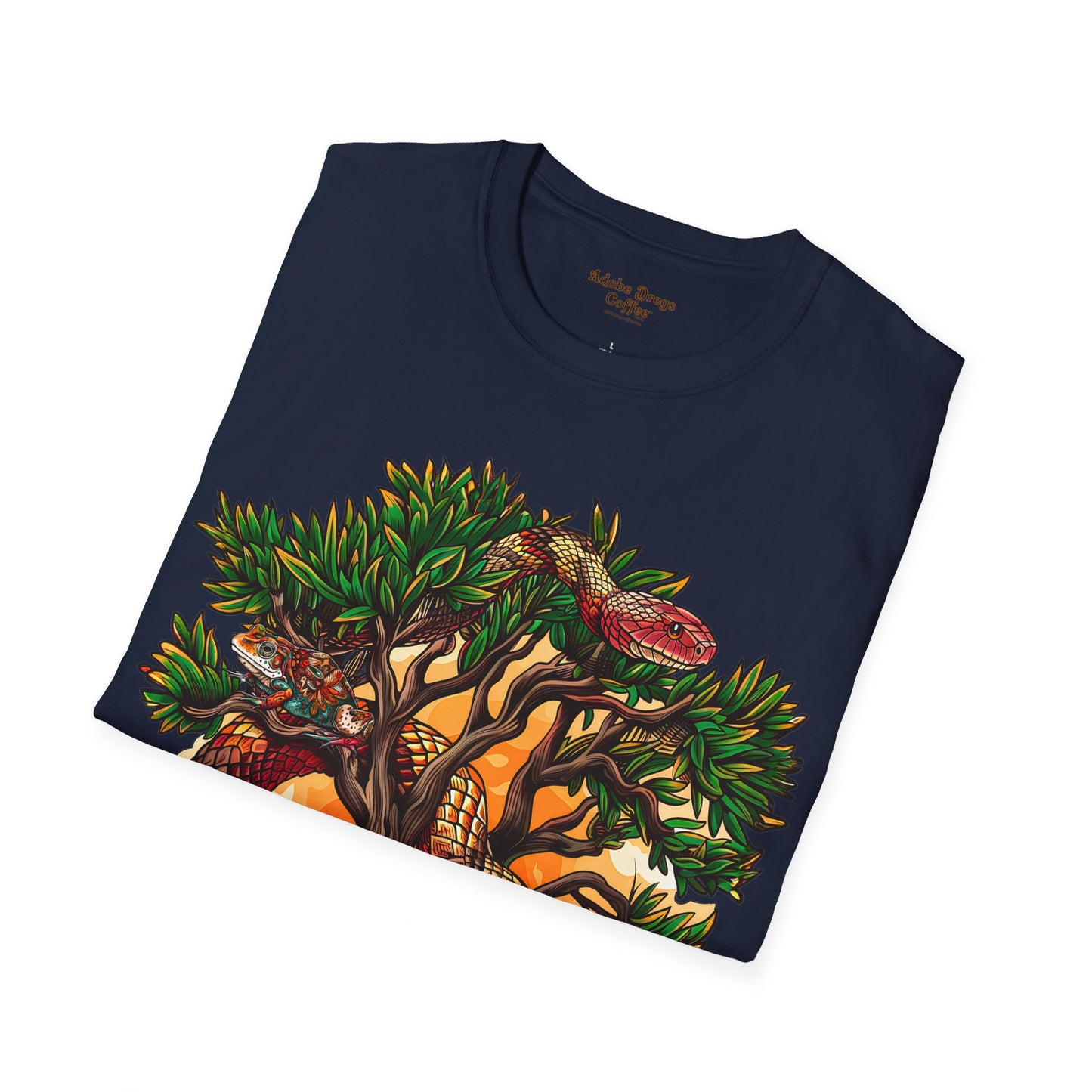 "Detached Disguise" Unisex Softstyle T-Shirt from Adobe Dregs Coffee Stash™