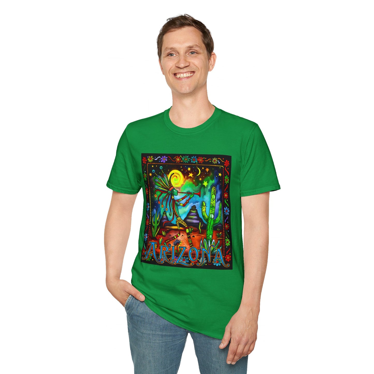 "Saguaro Serenade" Unisex Softstyle T-Shirt from Adobe Dregs Coffee Stash™