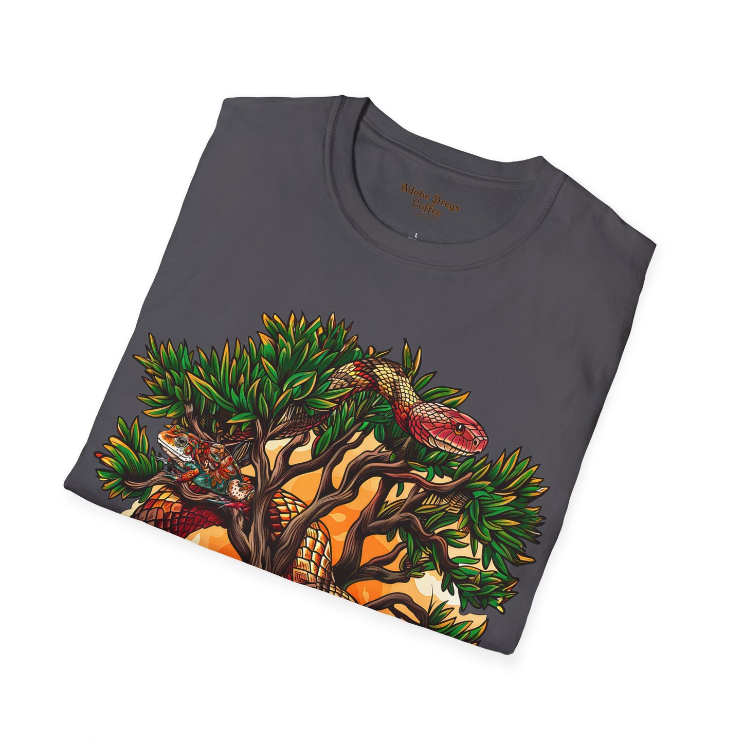 "Detached Disguise" Unisex Softstyle T-Shirt from Adobe Dregs Coffee Stash™