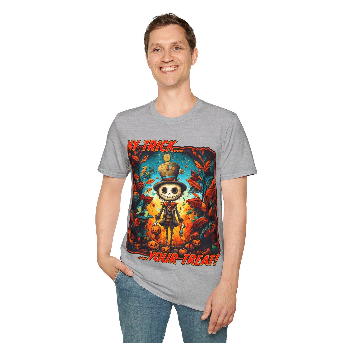 "My Trick...Your Treat!" Unisex Softstyle T-Shirt from Adobe Dregs Coffee Stash™