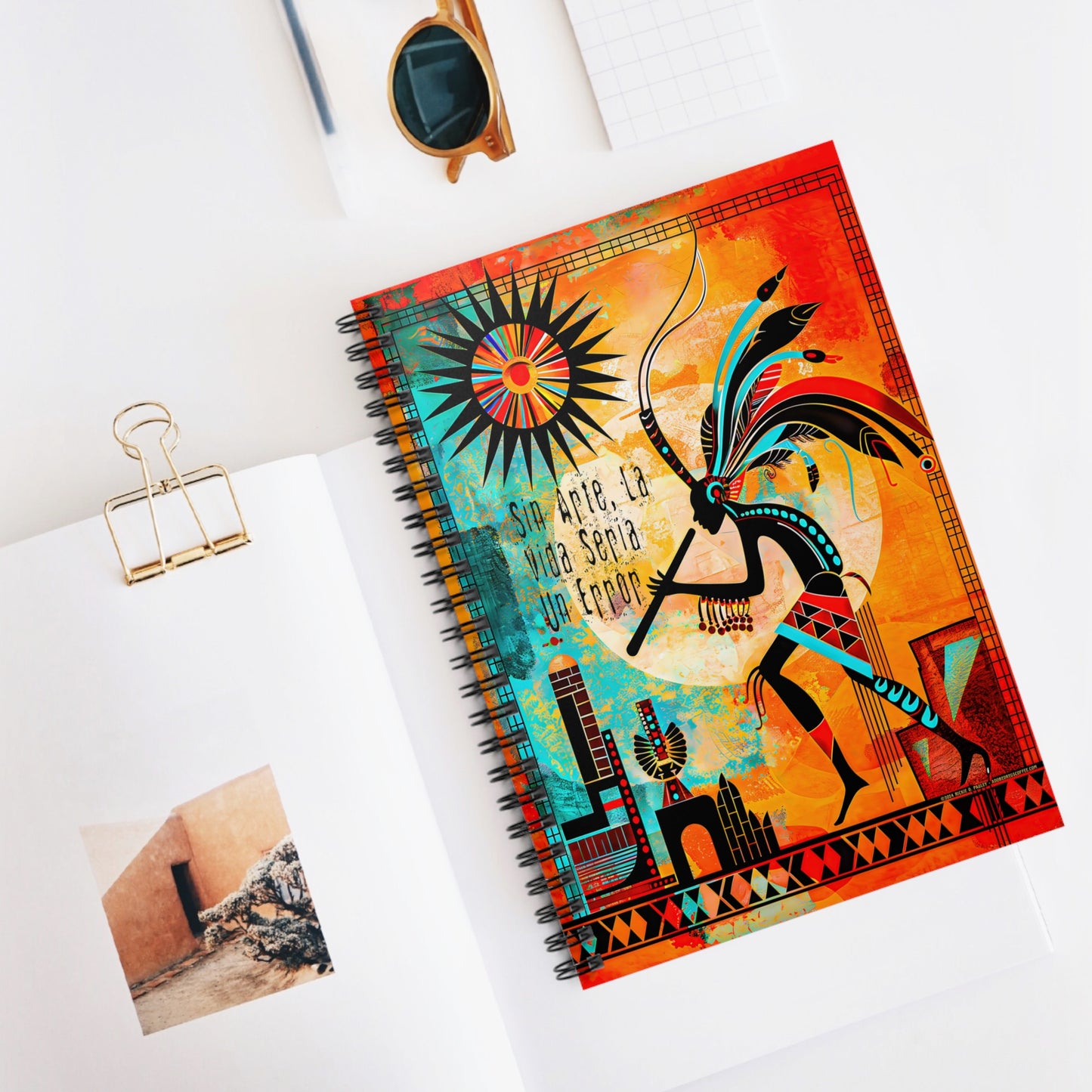 "Kokopelli's Enigma" A Journal & Spiral Notebook - Ruled Line From Adobe Dregs Coffee Stash™