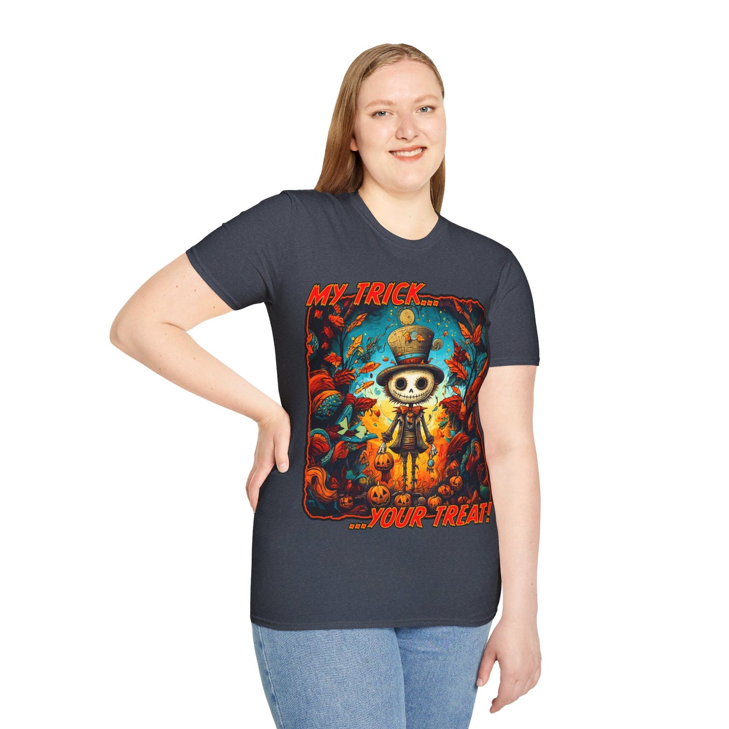 "My Trick...Your Treat!" Unisex Softstyle T-Shirt from Adobe Dregs Coffee Stash™