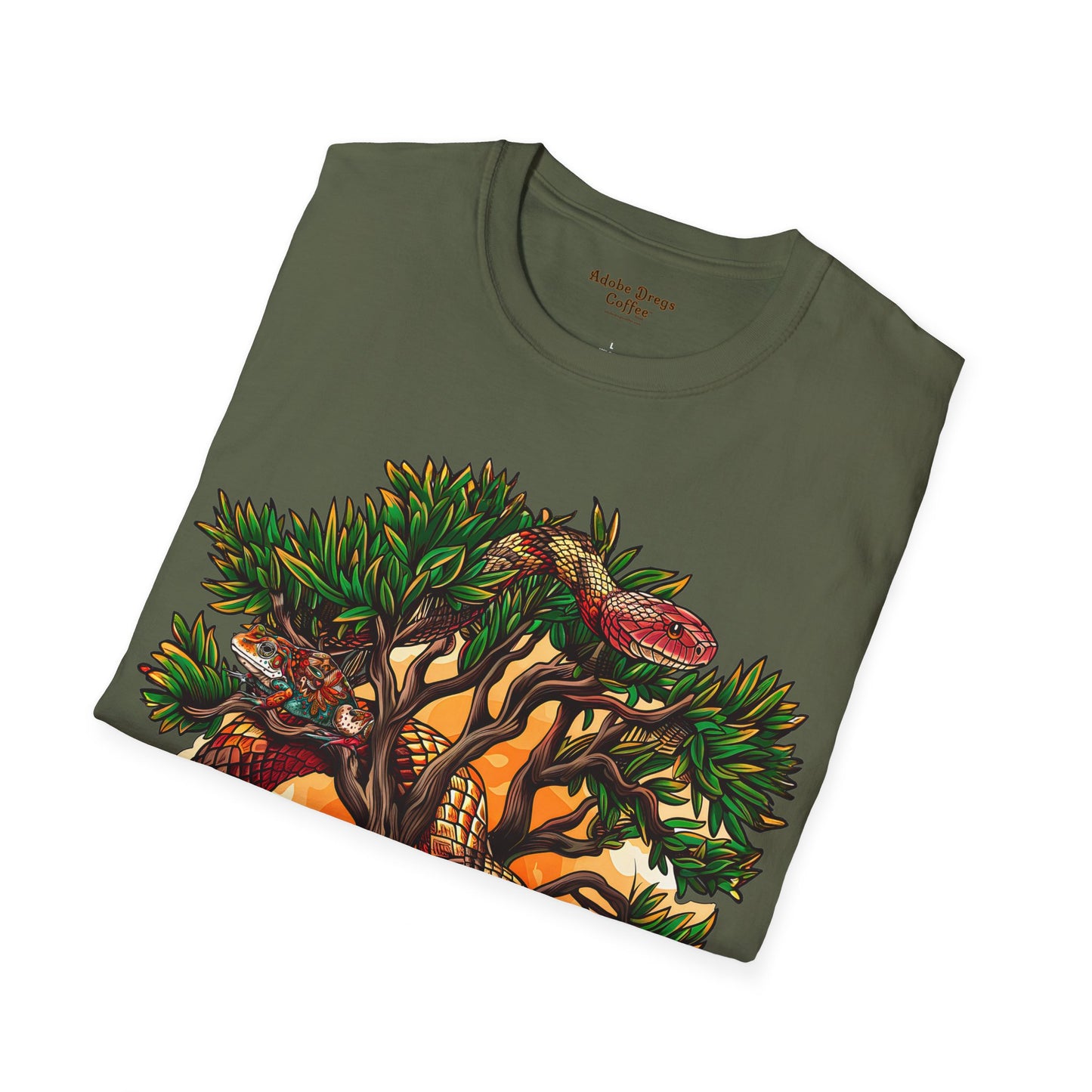 "Detached Disguise" Unisex Softstyle T-Shirt from Adobe Dregs Coffee Stash™