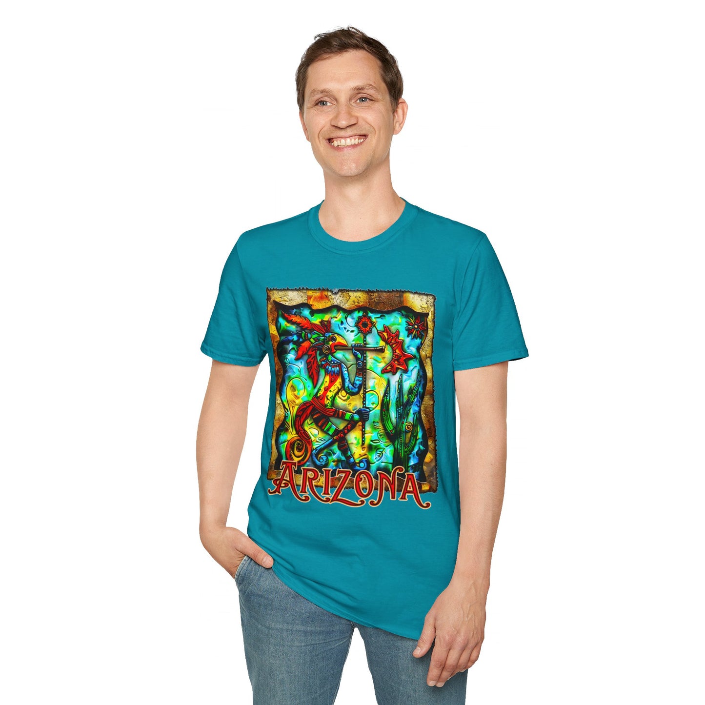 "Masked Entity" Unisex Softstyle T-Shirt from Adobe Dregs Coffee Stash™