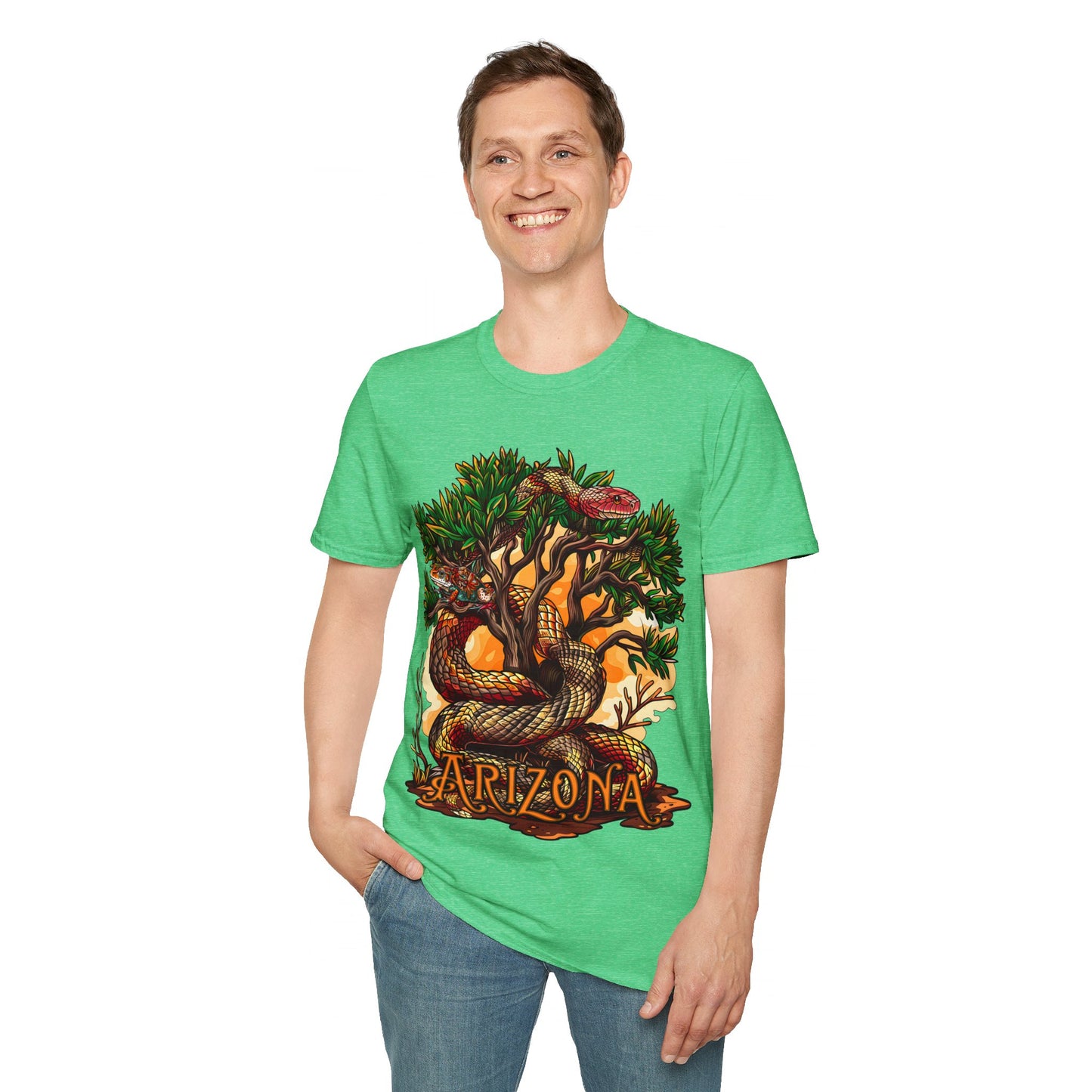 "Detached Disguise" Unisex Softstyle T-Shirt from Adobe Dregs Coffee Stash™