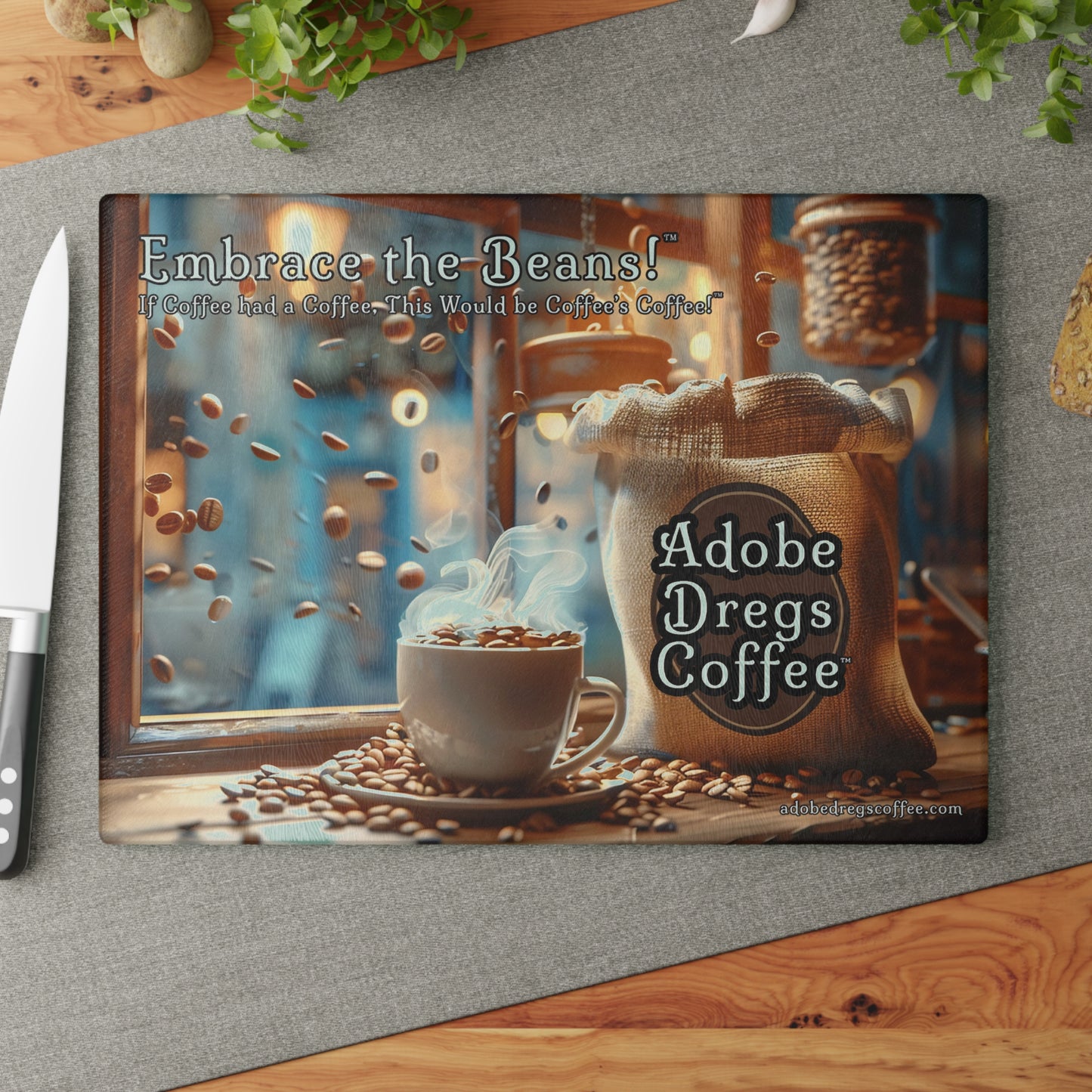 Glass Cutting Board from Adobe Dregs Coffee™ (Available in 2 sizes)