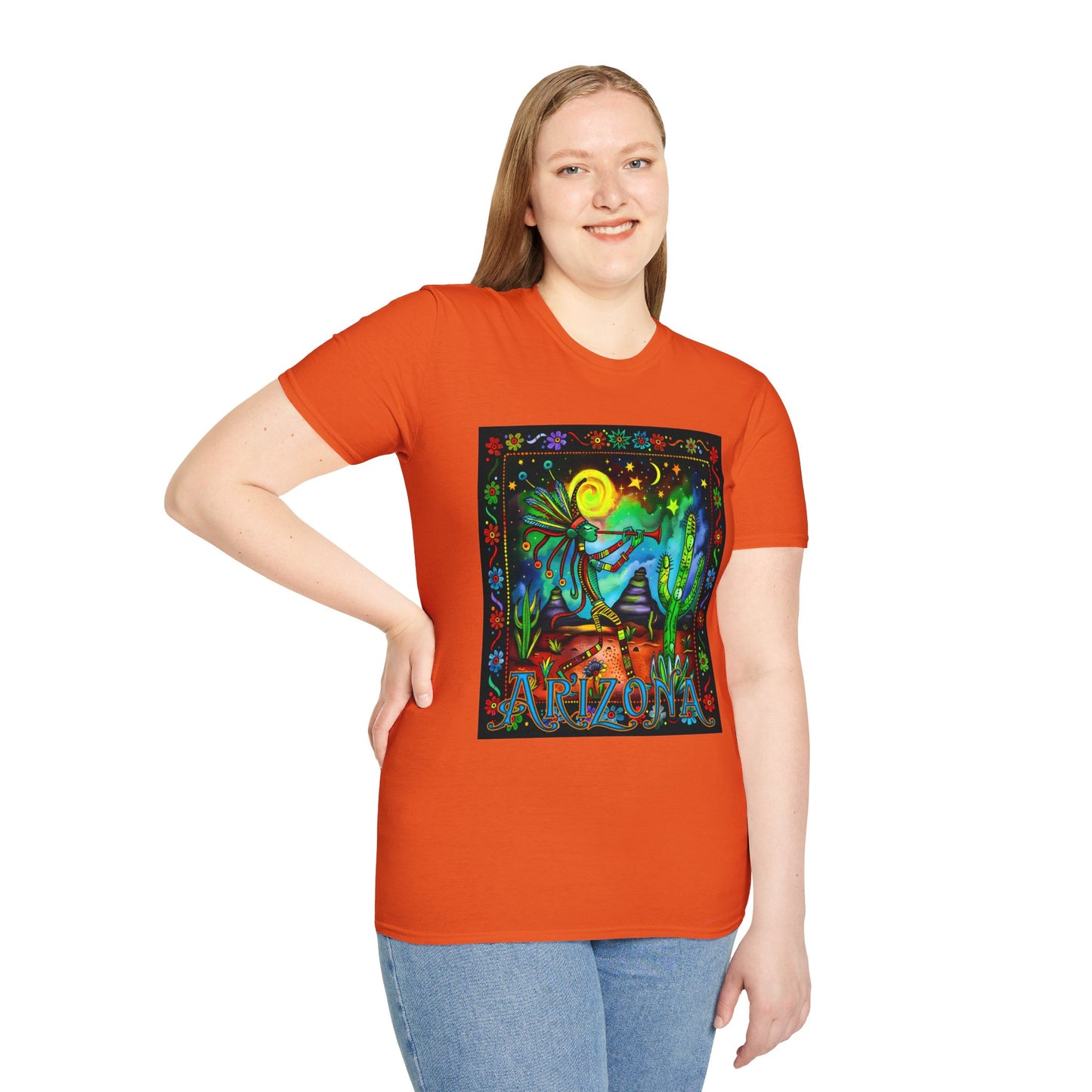 "Saguaro Serenade" Unisex Softstyle T-Shirt from Adobe Dregs Coffee Stash™