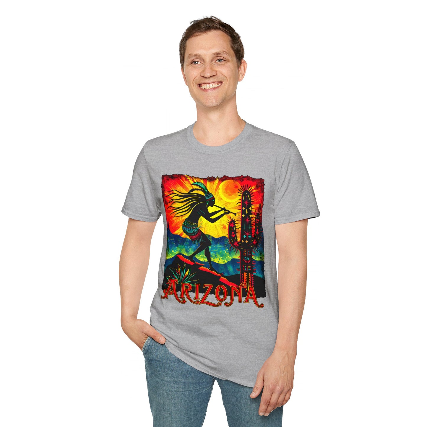 "Sunset Anthem" Unisex Softstyle T-Shirt from Adobe Dregs Coffee Stash™