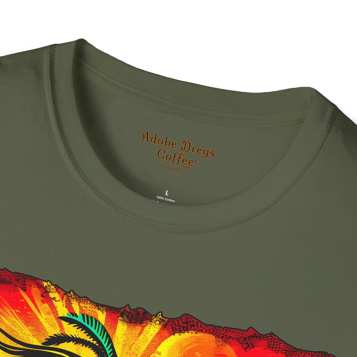 "Sunset Anthem" Unisex Softstyle T-Shirt from Adobe Dregs Coffee Stash™