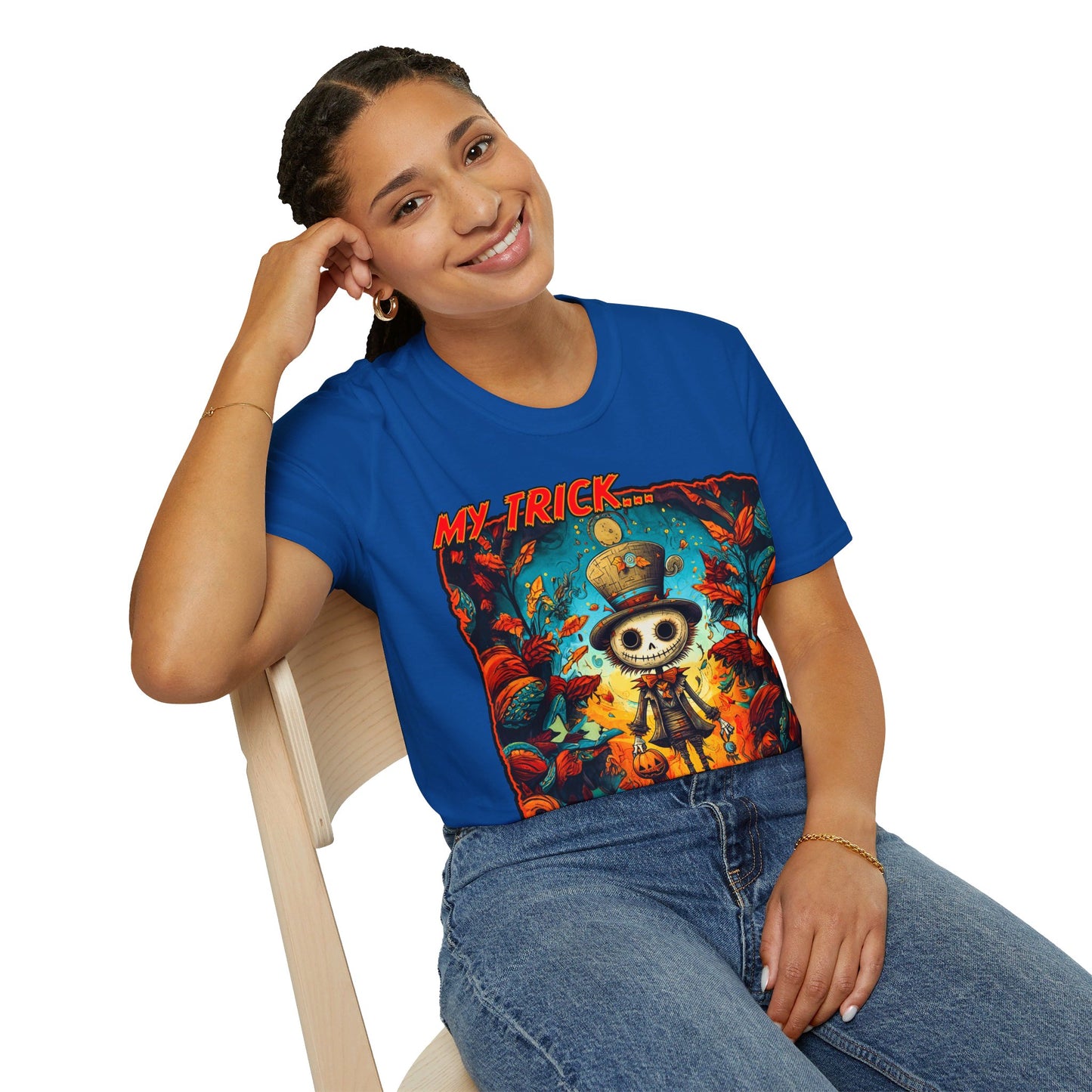 "My Trick...Your Treat!" Unisex Softstyle T-Shirt from Adobe Dregs Coffee Stash™