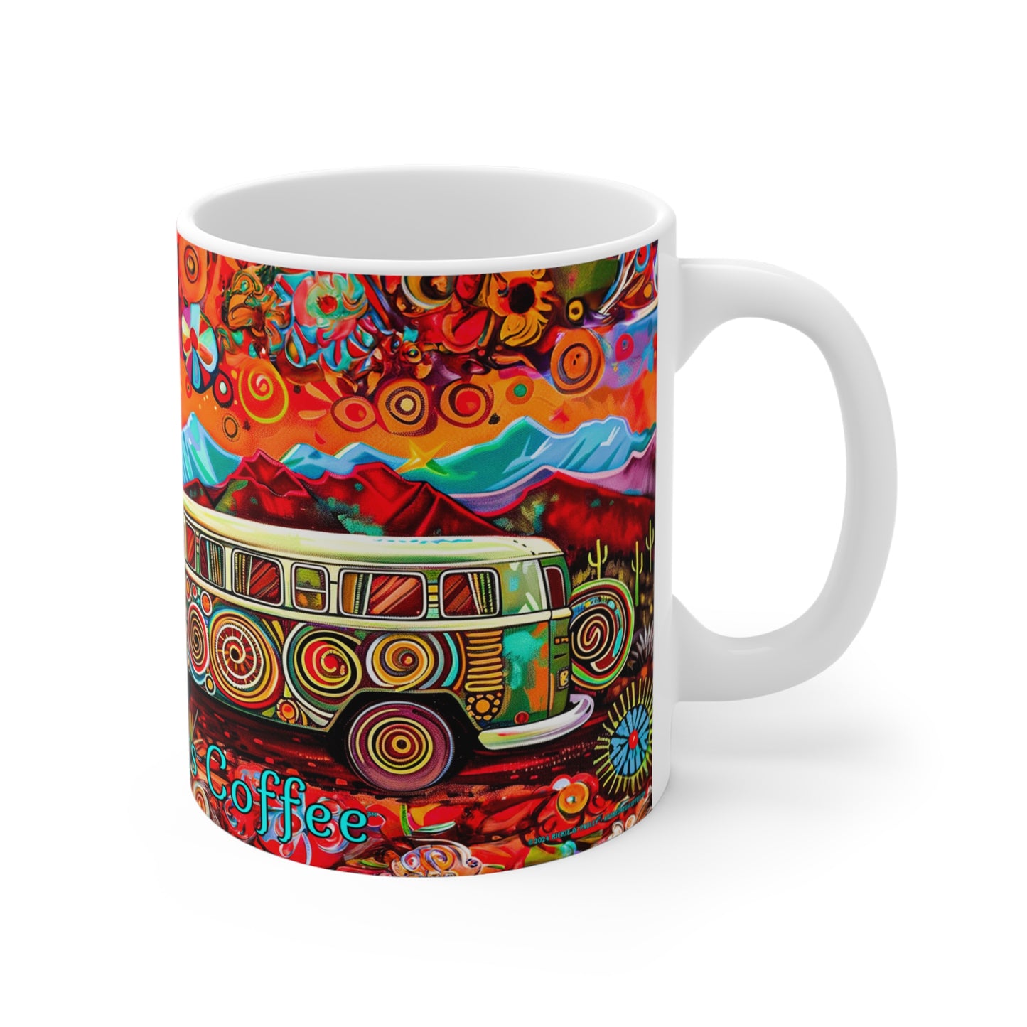 "Hippy Trips" 11oz Coffee Mug, from Adobe Dregs Coffee Stash™