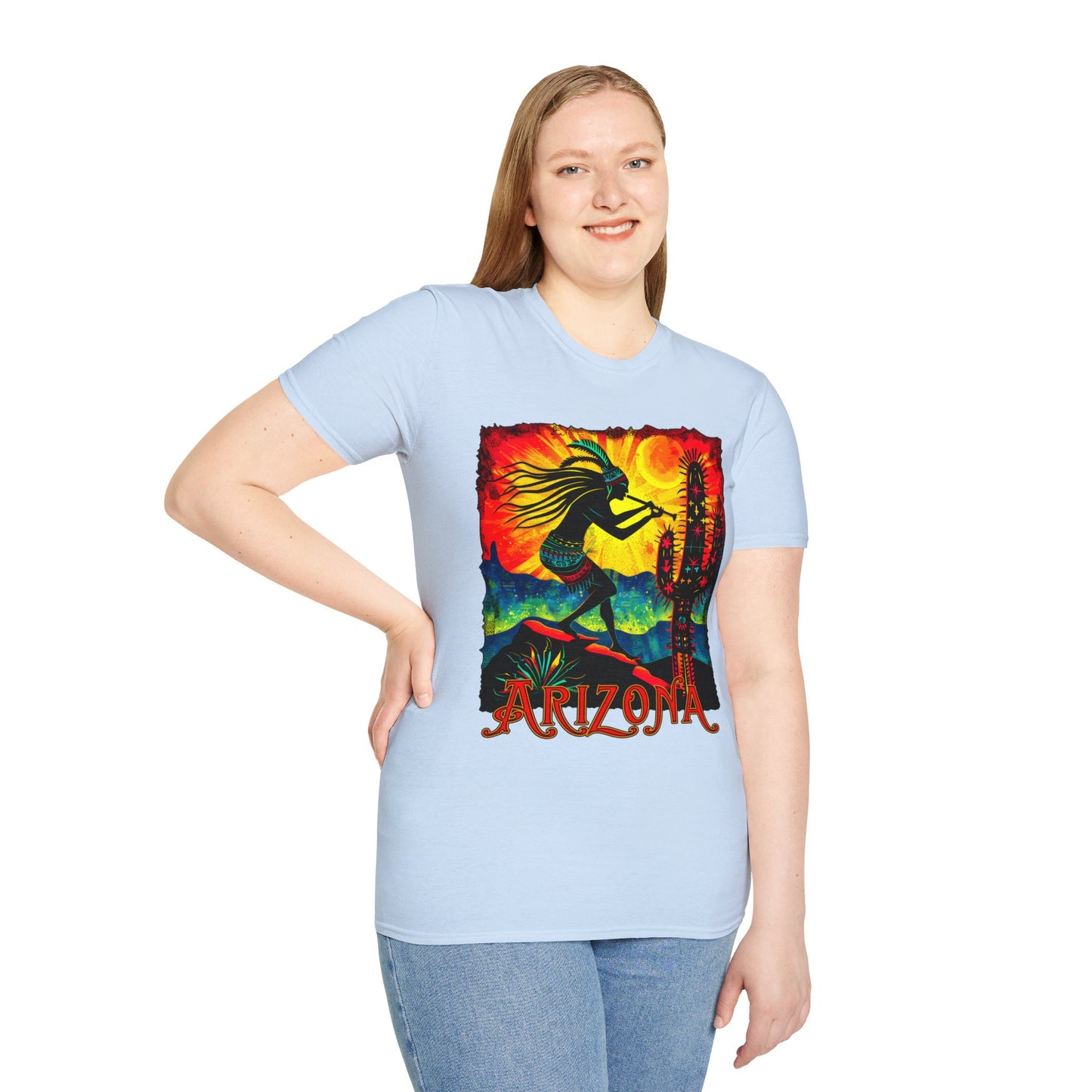 "Sunset Anthem" Unisex Softstyle T-Shirt from Adobe Dregs Coffee Stash™