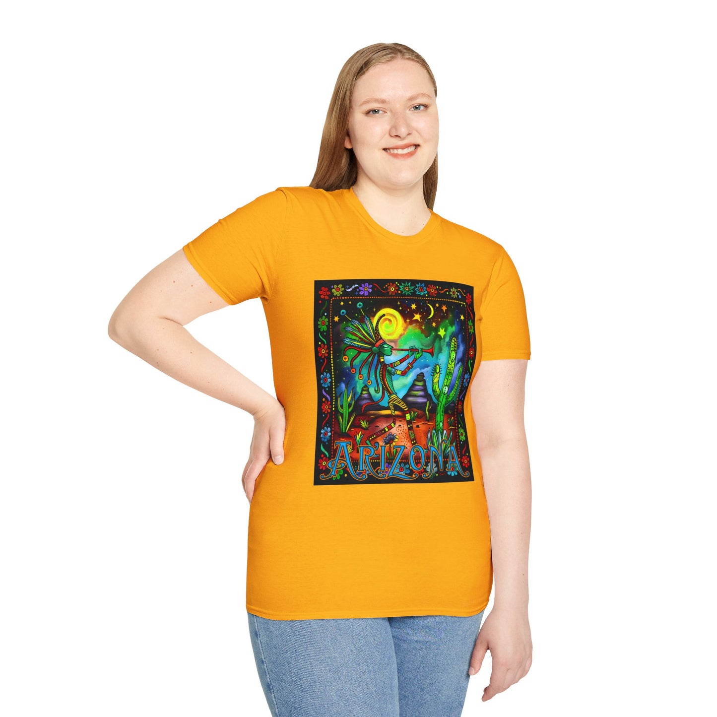 "Saguaro Serenade" Unisex Softstyle T-Shirt from Adobe Dregs Coffee Stash™