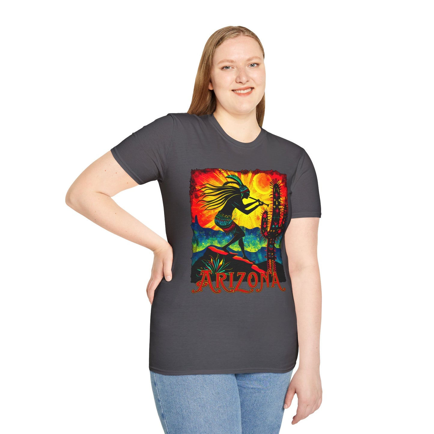 "Sunset Anthem" Unisex Softstyle T-Shirt from Adobe Dregs Coffee Stash™