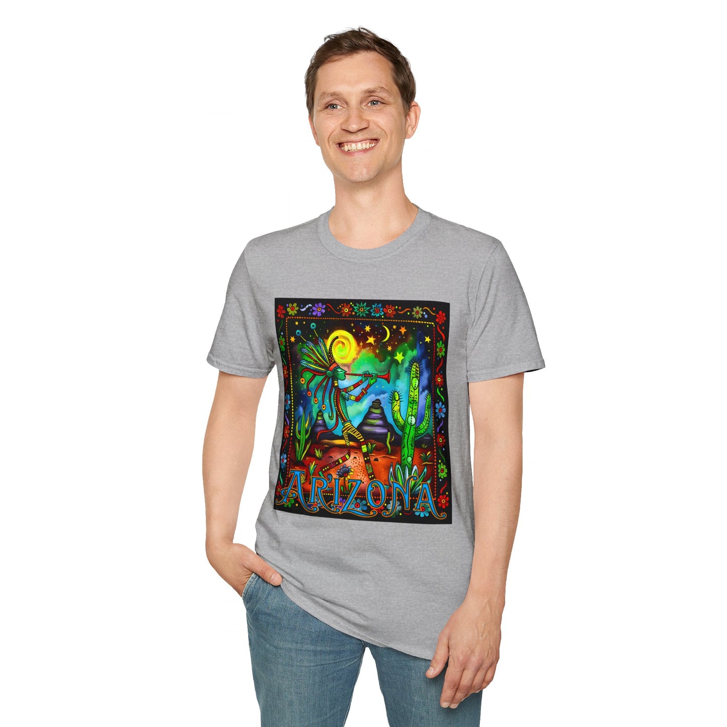 "Saguaro Serenade" Unisex Softstyle T-Shirt from Adobe Dregs Coffee Stash™