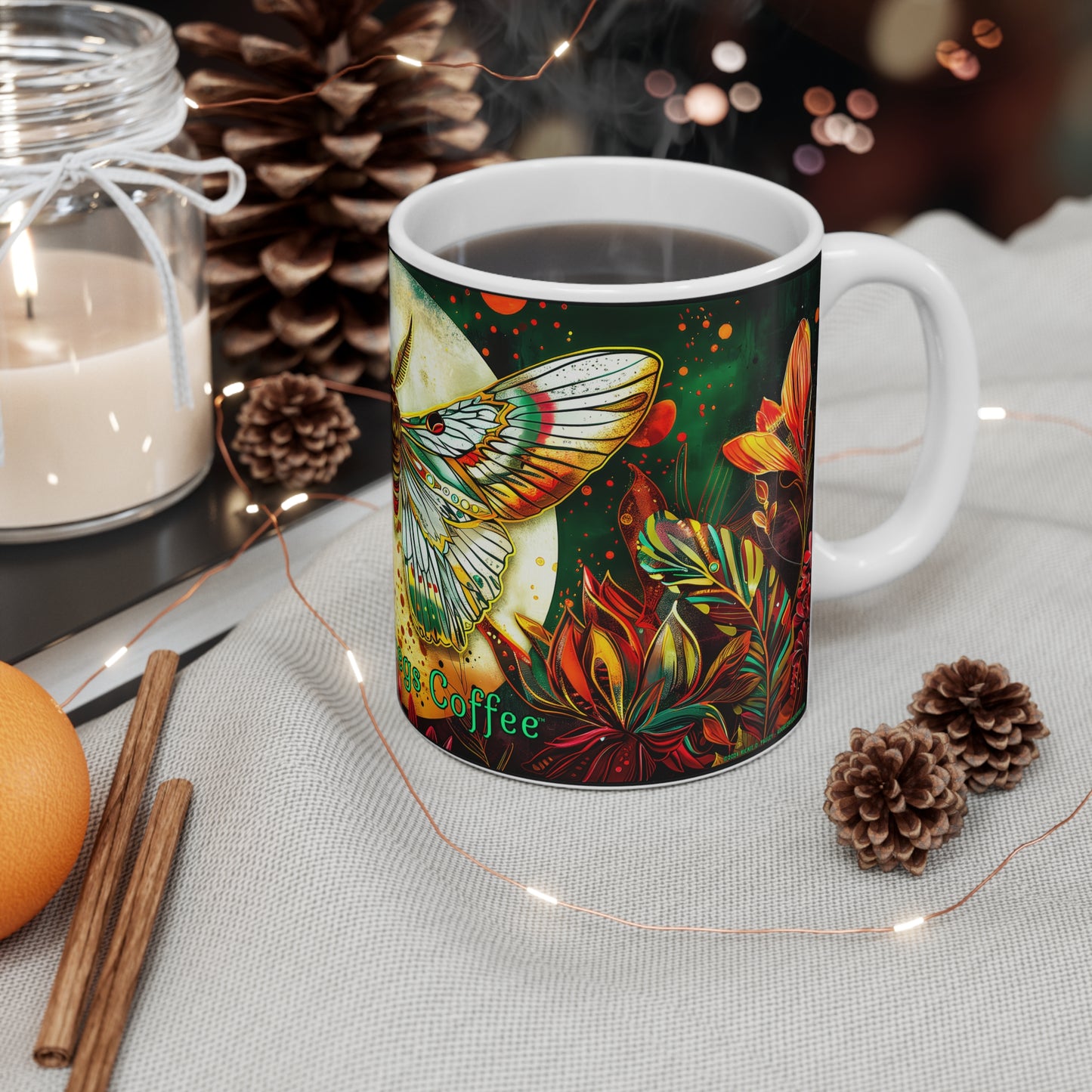 "Moth of the Desert Moon" 11oz Coffee Mug, from Adobe Dregs Coffee Stash™