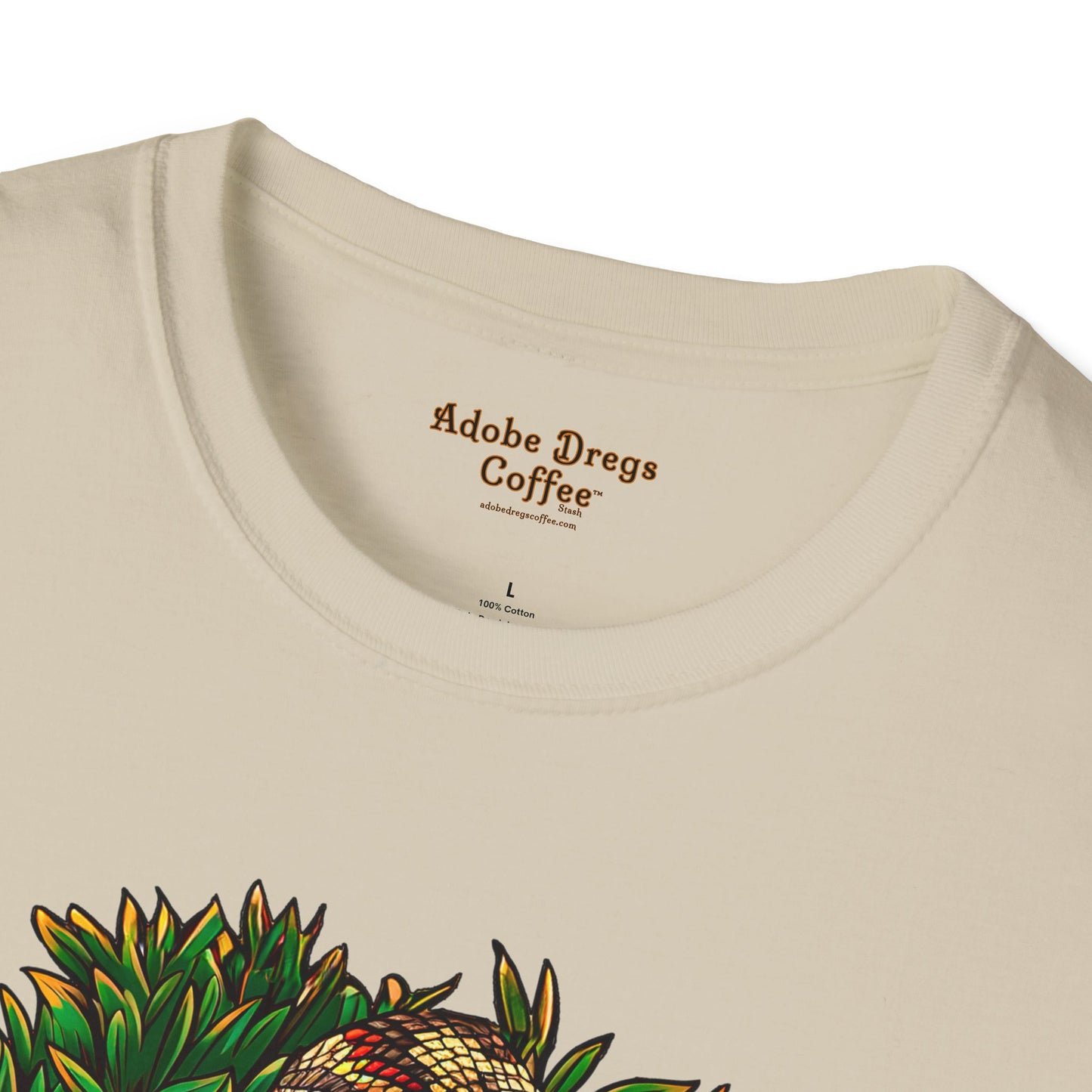 "Detached Disguise" Unisex Softstyle T-Shirt from Adobe Dregs Coffee Stash™