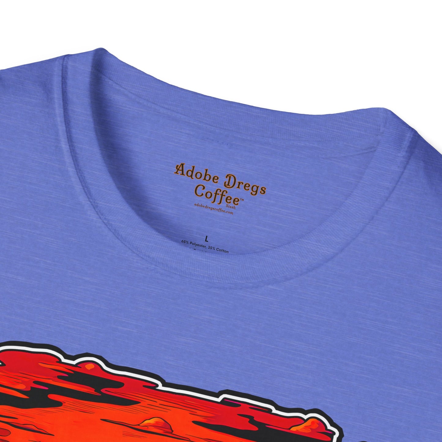 "Red Rock Road - Somewhere, Arizona" Unisex Softstyle T-Shirt from Adobe Dregs Coffee Stash™