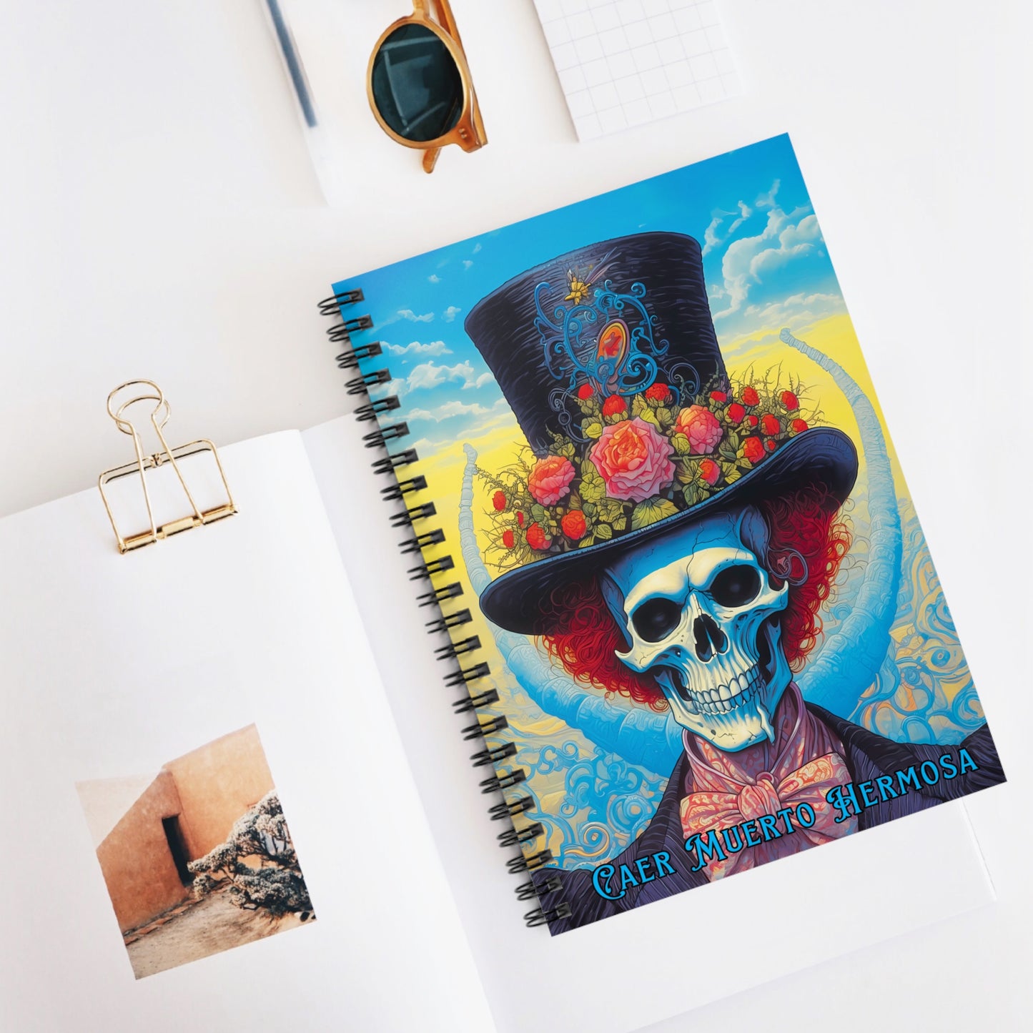 "Caer Muerto Hermosa" Spiral Notebook - Ruled Line From Adobe Dregs Coffee Stash™