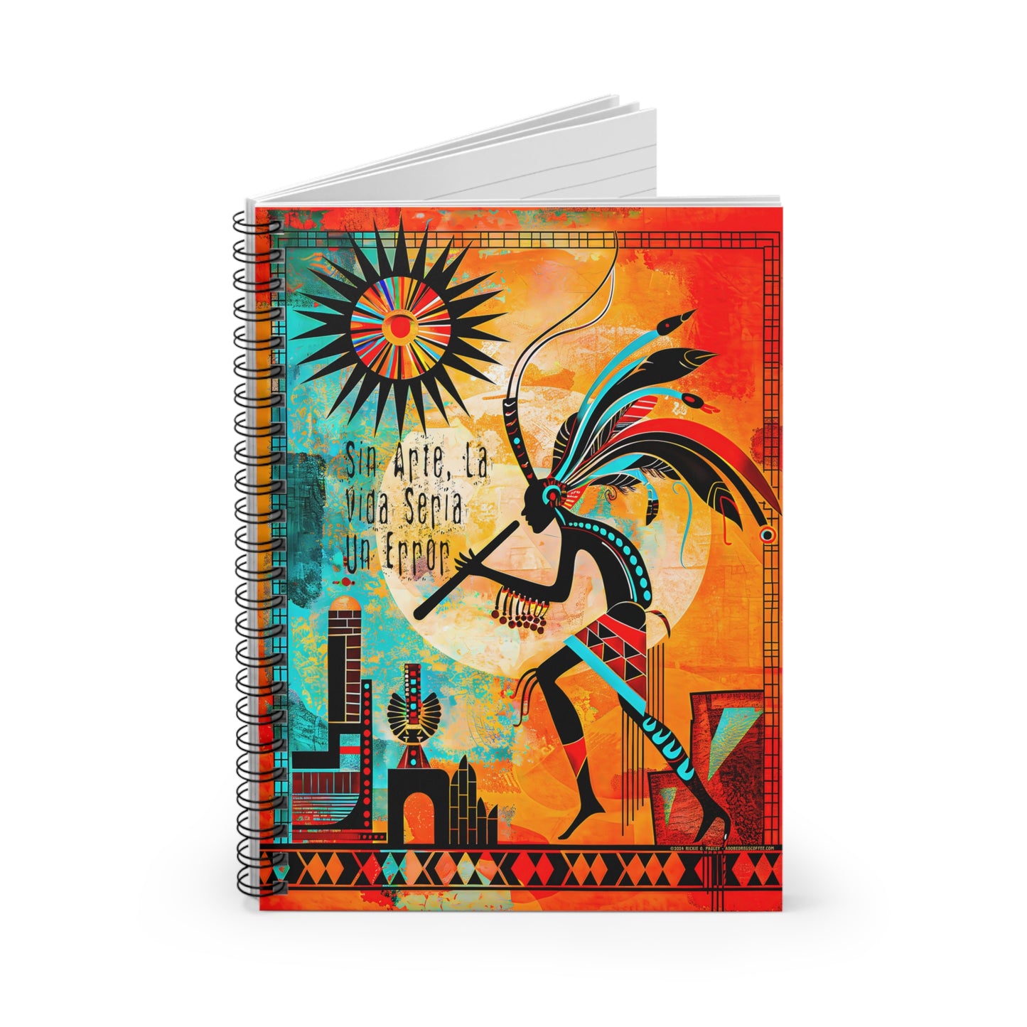 "Kokopelli's Enigma" A Journal & Spiral Notebook - Ruled Line From Adobe Dregs Coffee Stash™