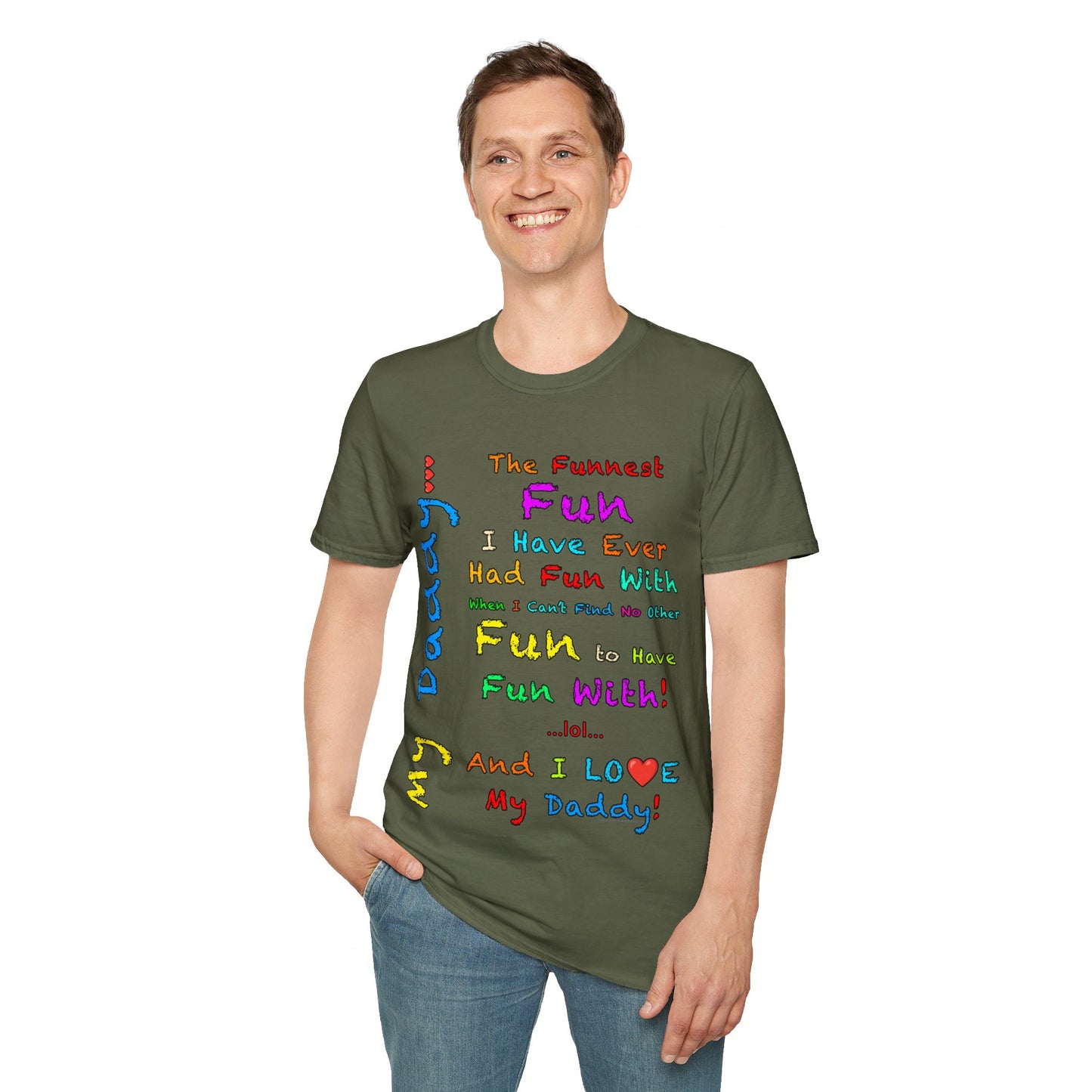 "The Funnest Dad!" Unisex Softstyle T-Shirt from Adobe Dregs Coffee Stash™