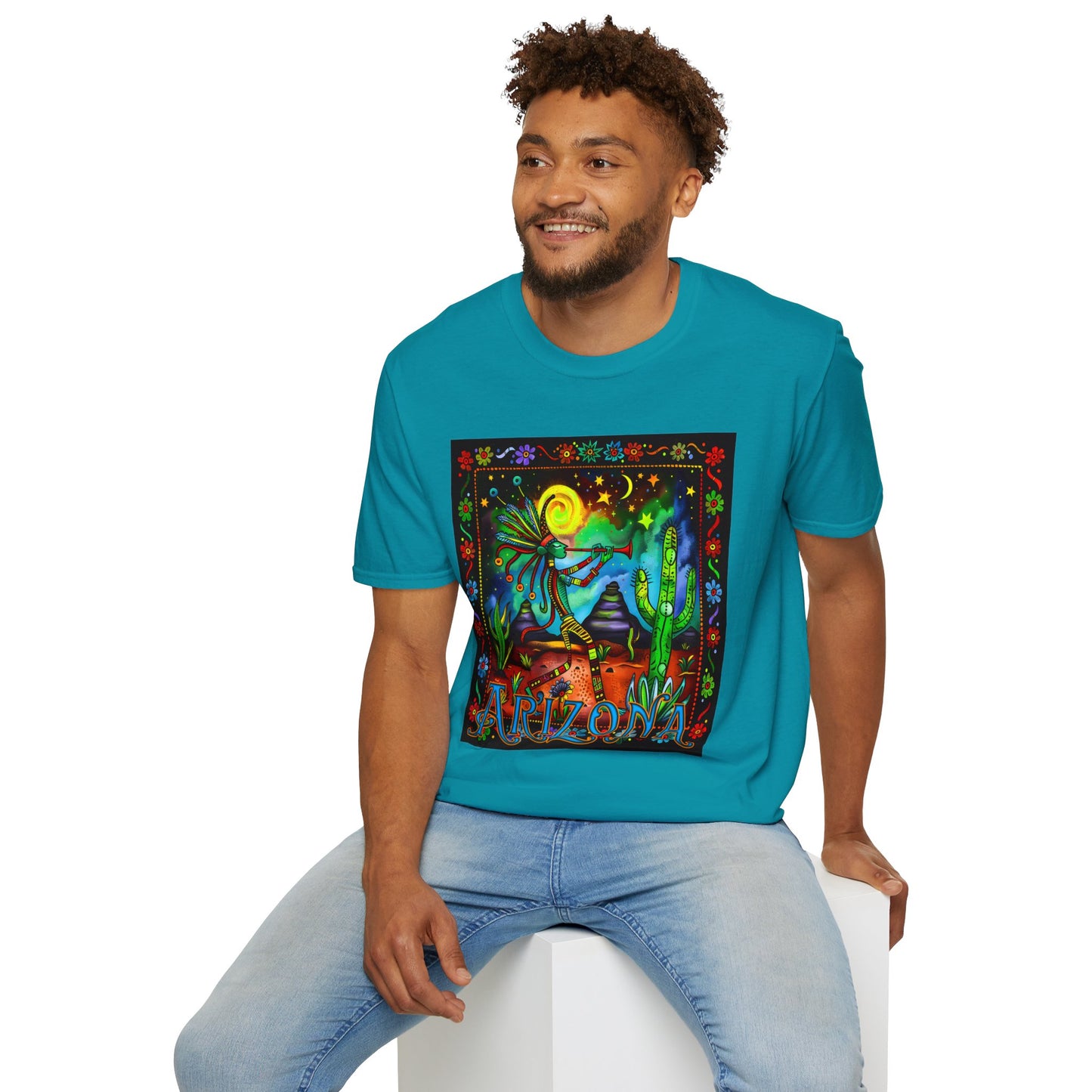 "Saguaro Serenade" Unisex Softstyle T-Shirt from Adobe Dregs Coffee Stash™