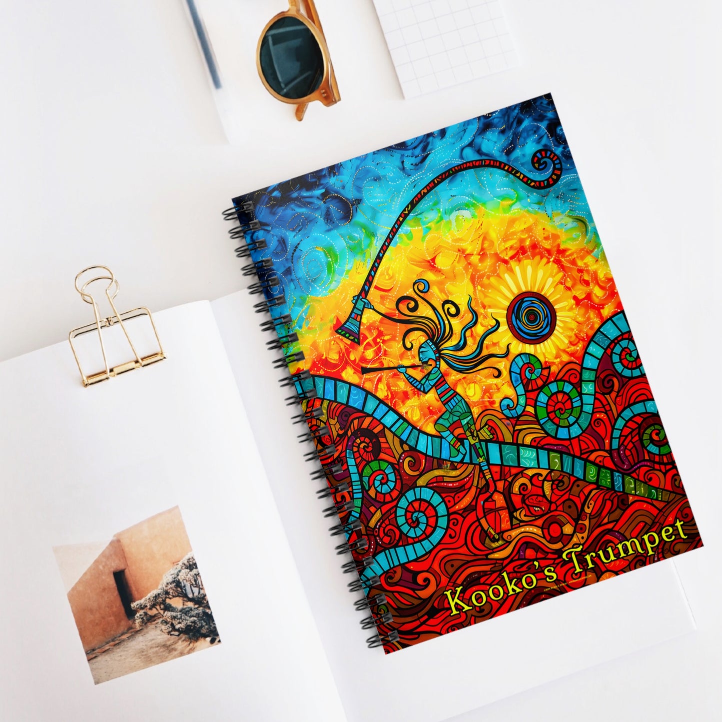 "Kooko's Trumpet" Spiral Notebook - Ruled Line From Adobe Dregs Coffee Stash™