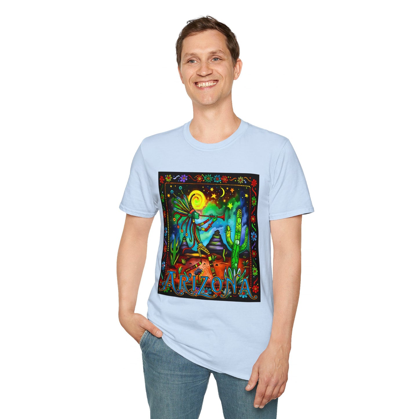 "Saguaro Serenade" Unisex Softstyle T-Shirt from Adobe Dregs Coffee Stash™