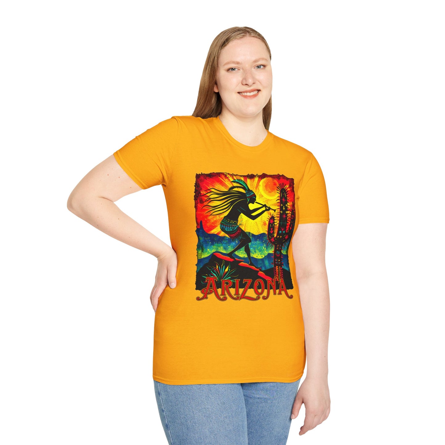 "Sunset Anthem" Unisex Softstyle T-Shirt from Adobe Dregs Coffee Stash™