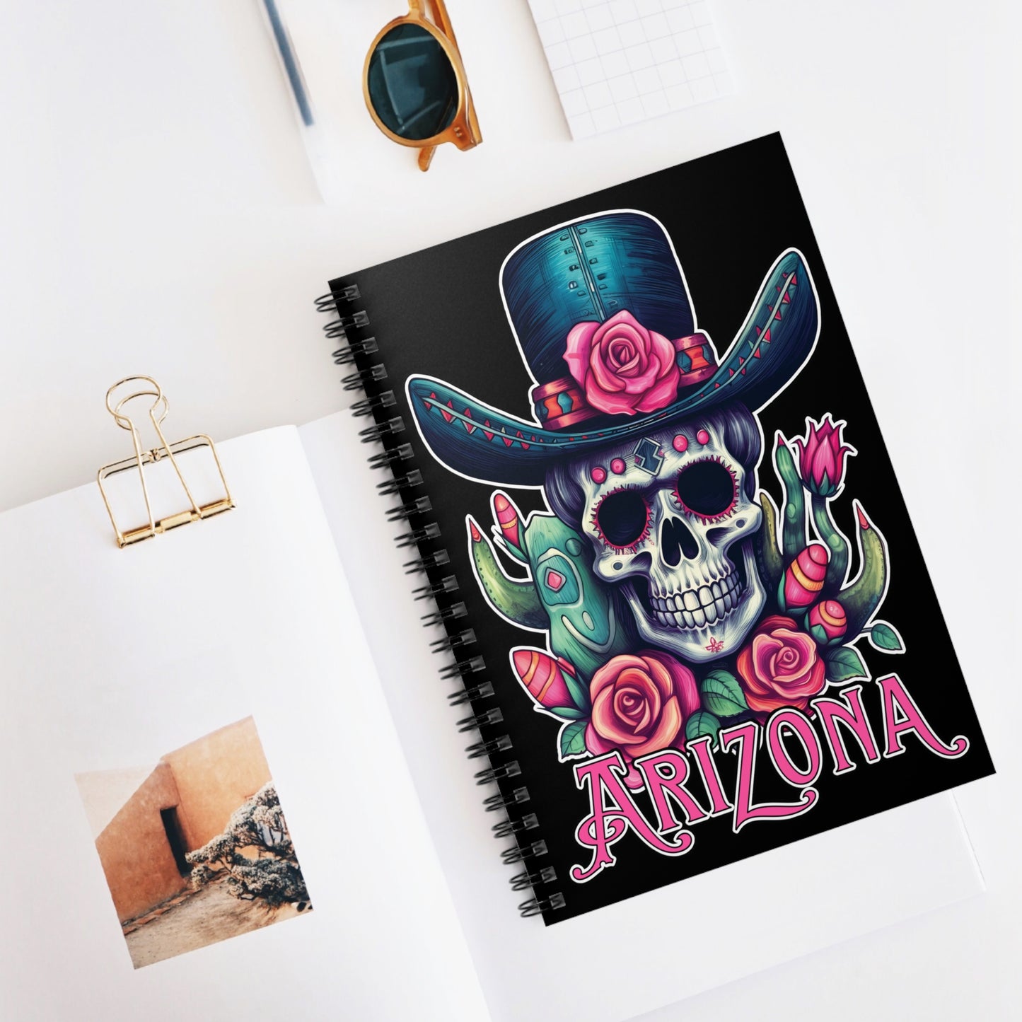 Arizona Sugar Skull Cowboy Spiral Notebook - Ruled Line from Adobe Dregs Coffee Stash™