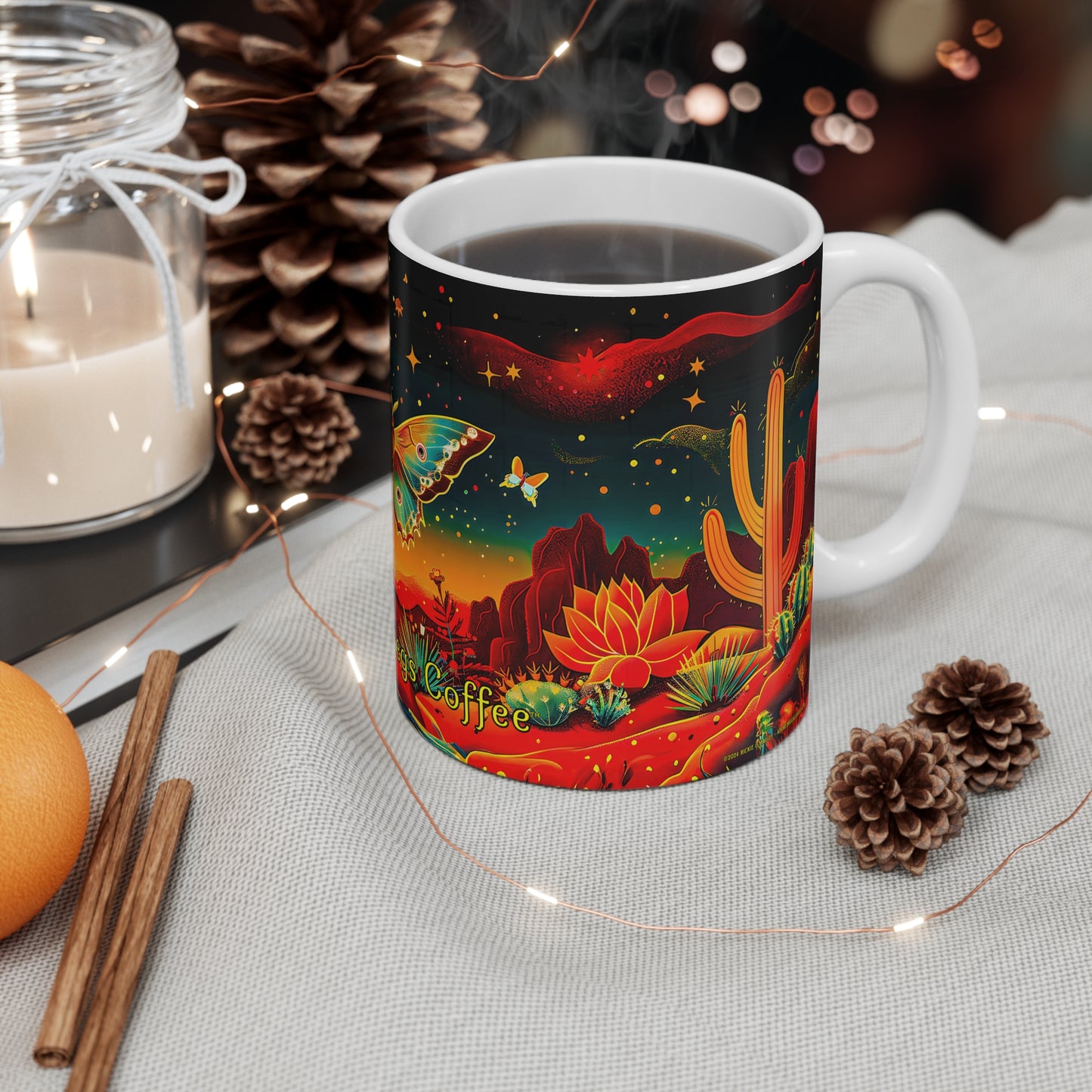 "Twilight Flutterby" 11oz Coffee Mug, from Adobe Dregs Coffee Stash™