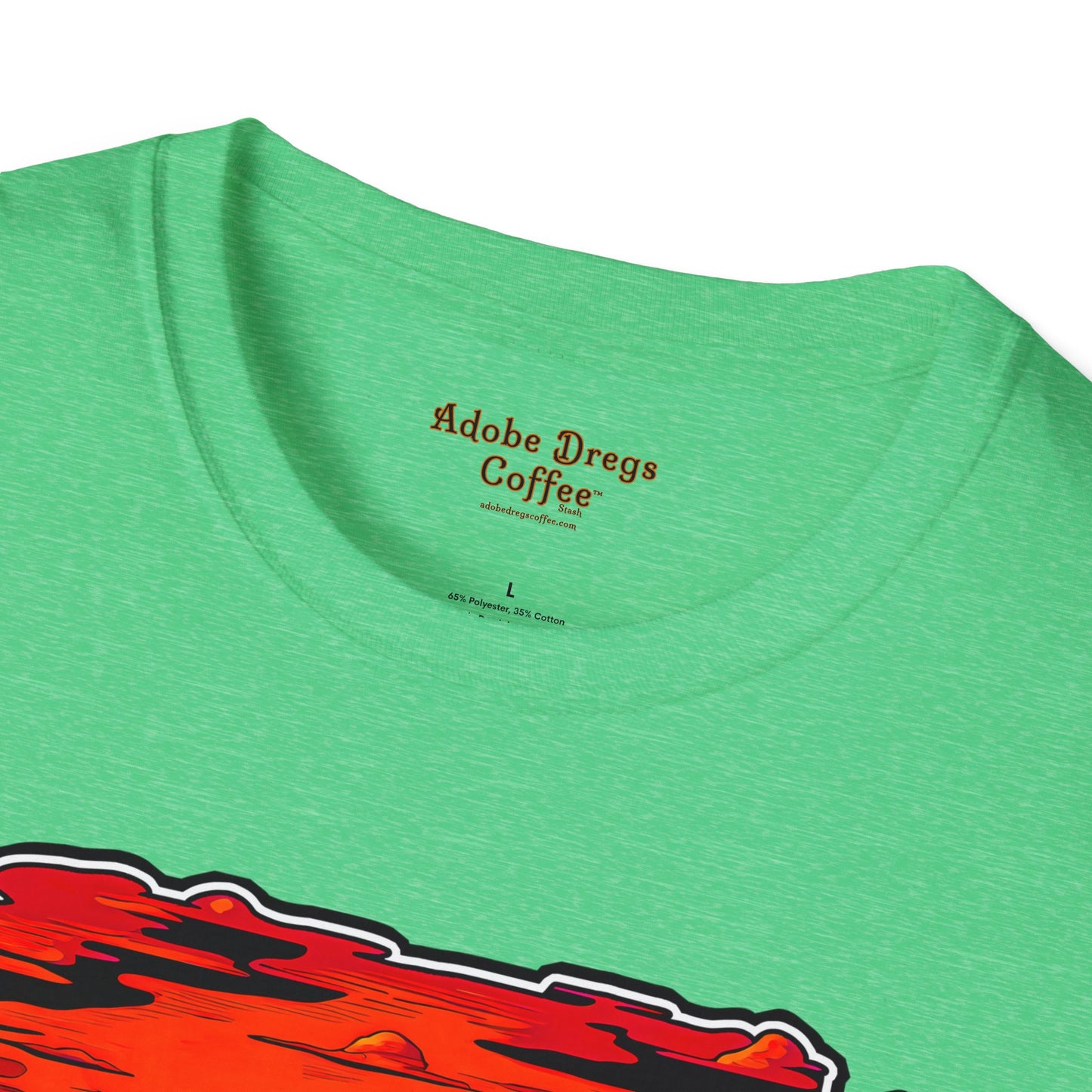 "Red Rock Road - Somewhere, Arizona" Unisex Softstyle T-Shirt from Adobe Dregs Coffee Stash™