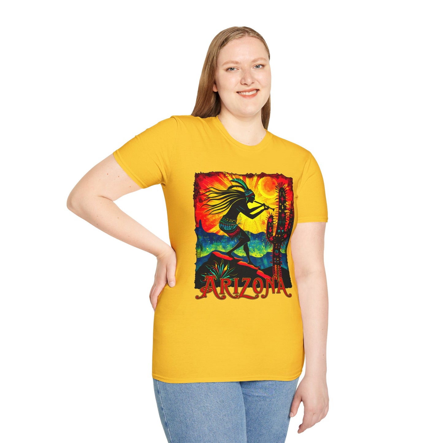 "Sunset Anthem" Unisex Softstyle T-Shirt from Adobe Dregs Coffee Stash™