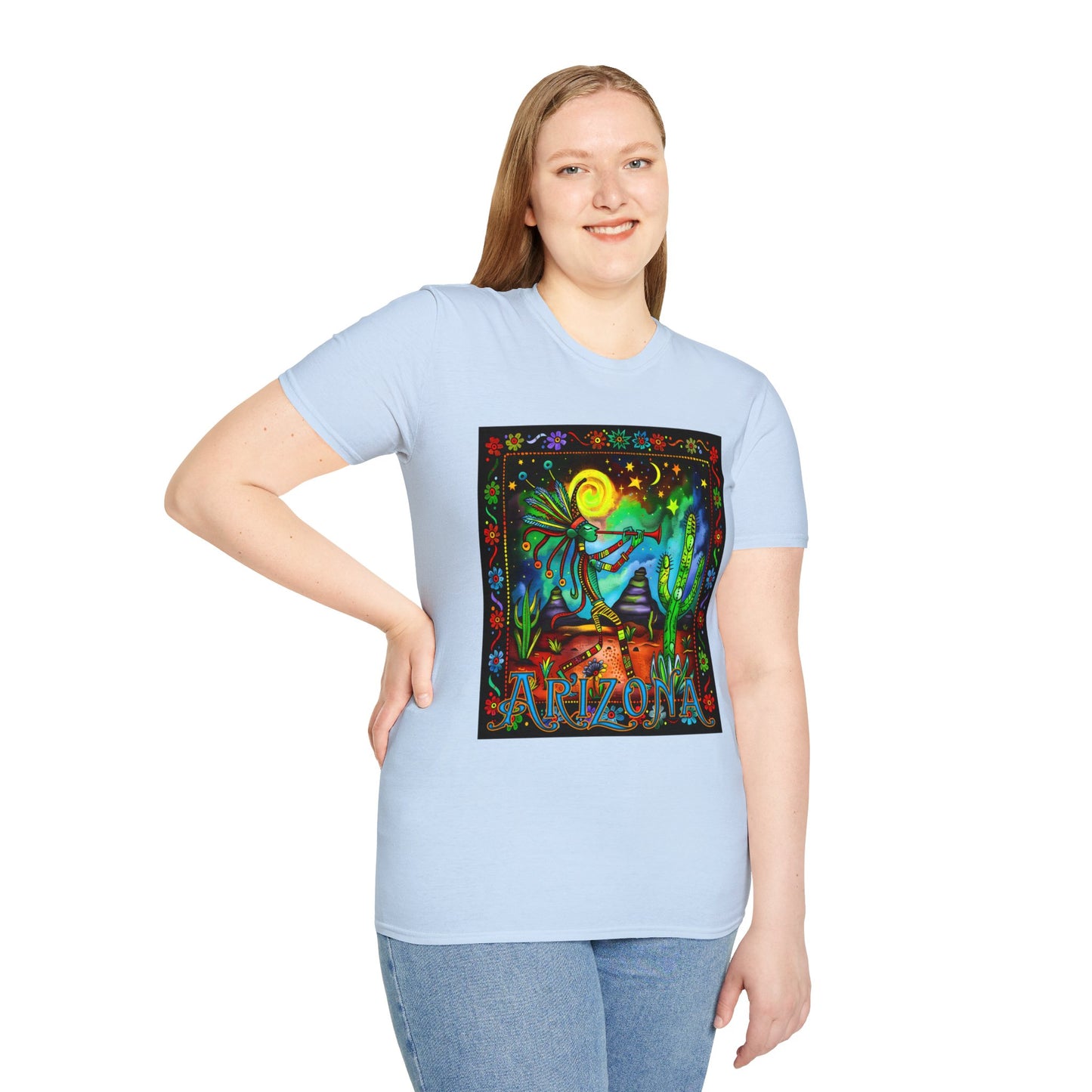 "Saguaro Serenade" Unisex Softstyle T-Shirt from Adobe Dregs Coffee Stash™