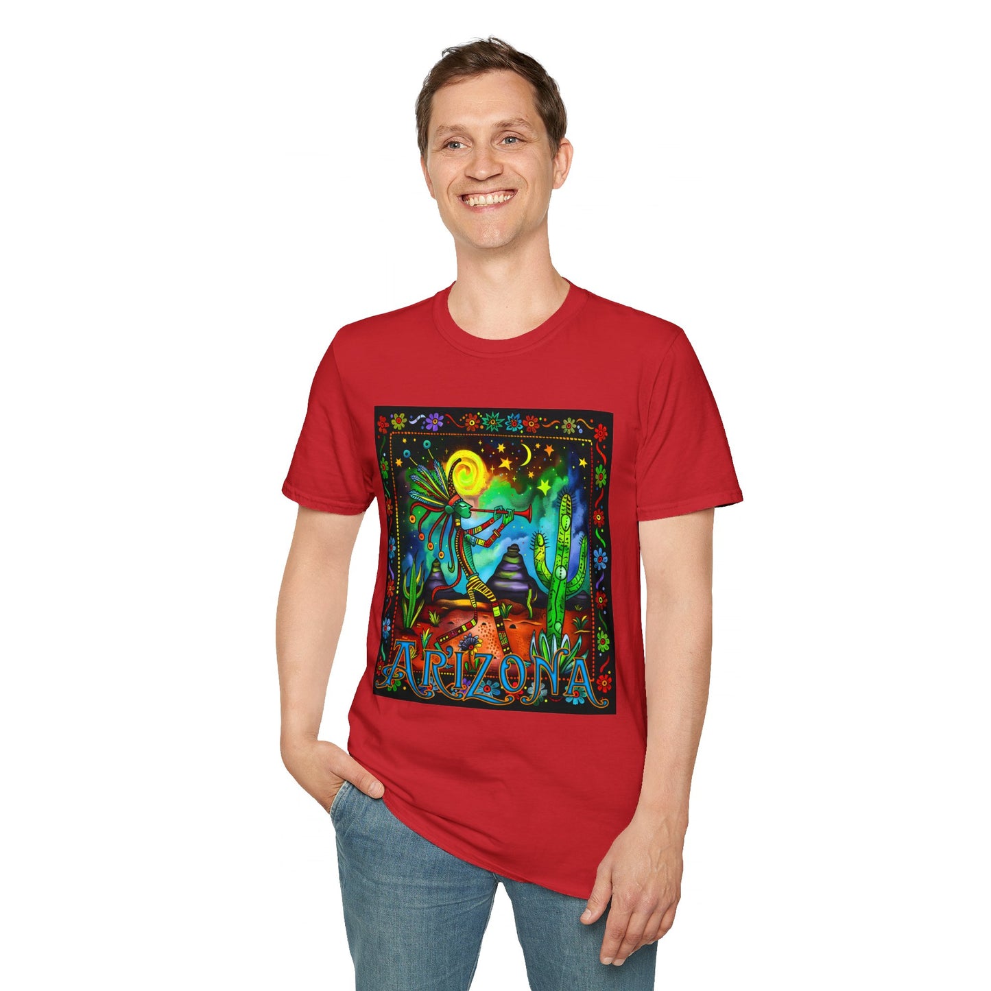 "Saguaro Serenade" Unisex Softstyle T-Shirt from Adobe Dregs Coffee Stash™