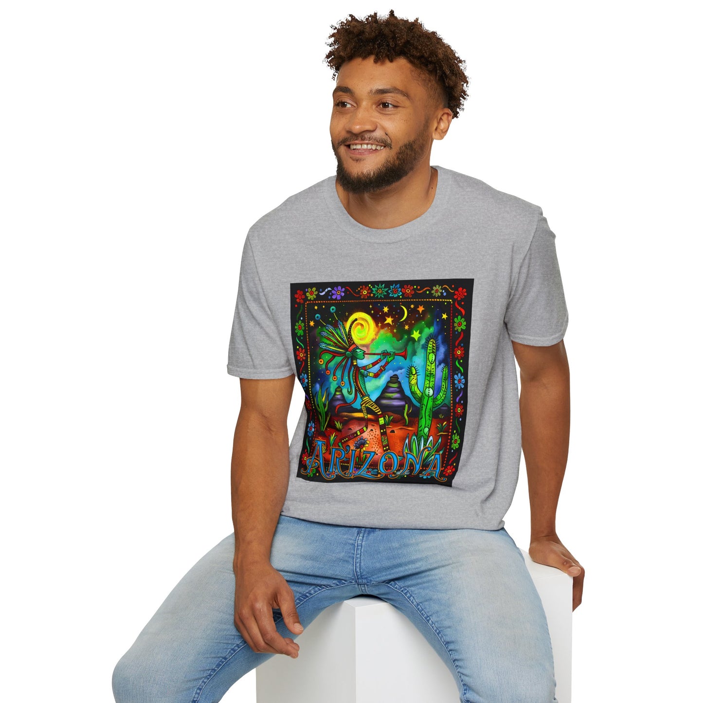 "Saguaro Serenade" Unisex Softstyle T-Shirt from Adobe Dregs Coffee Stash™