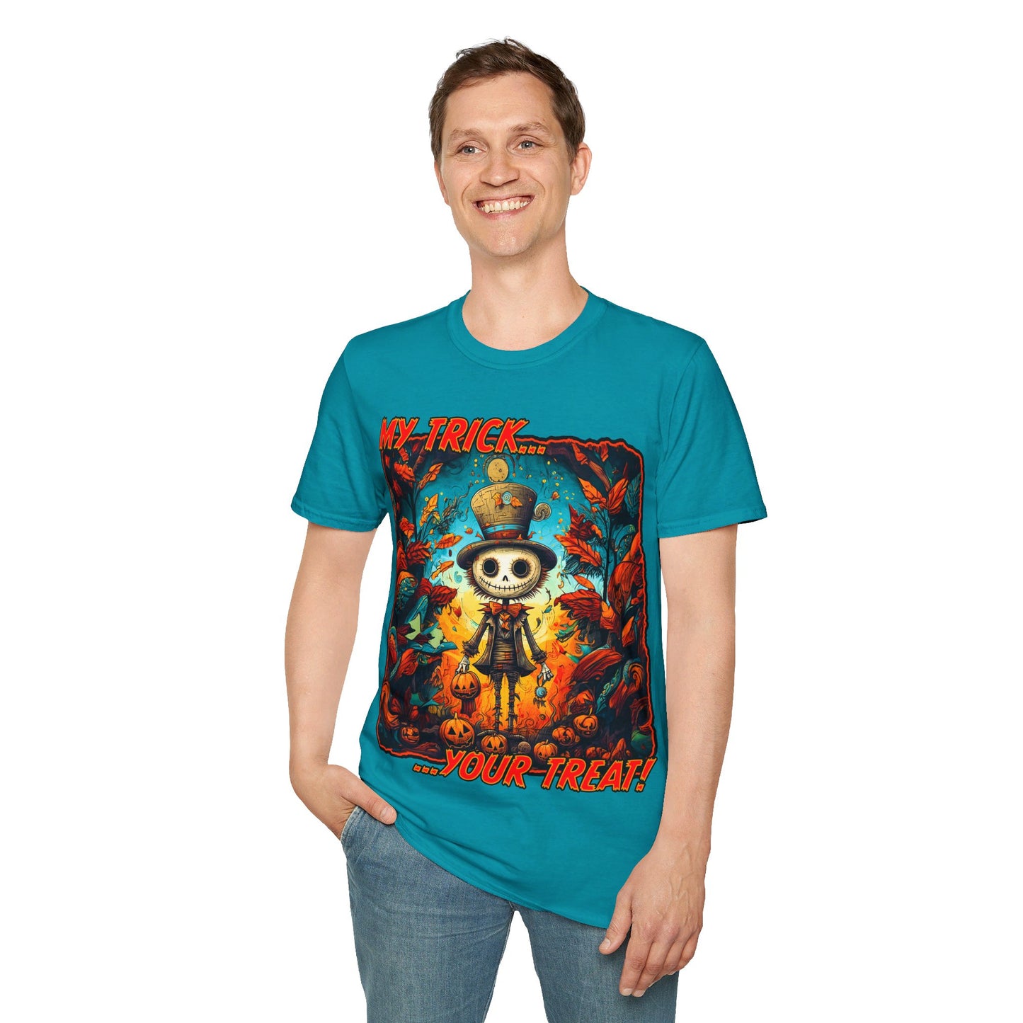 "My Trick...Your Treat!" Unisex Softstyle T-Shirt from Adobe Dregs Coffee Stash™