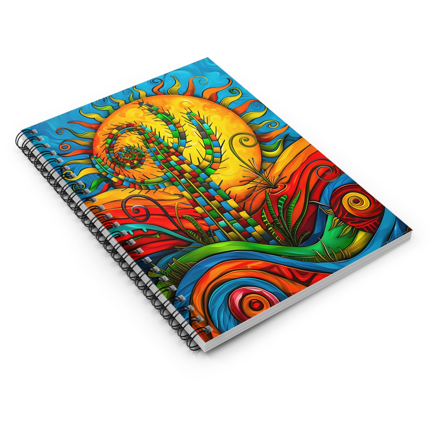 "Patchwork Saguaro" A Journal & Spiral Notebook - Ruled Line From Adobe Dregs Coffee Stash™