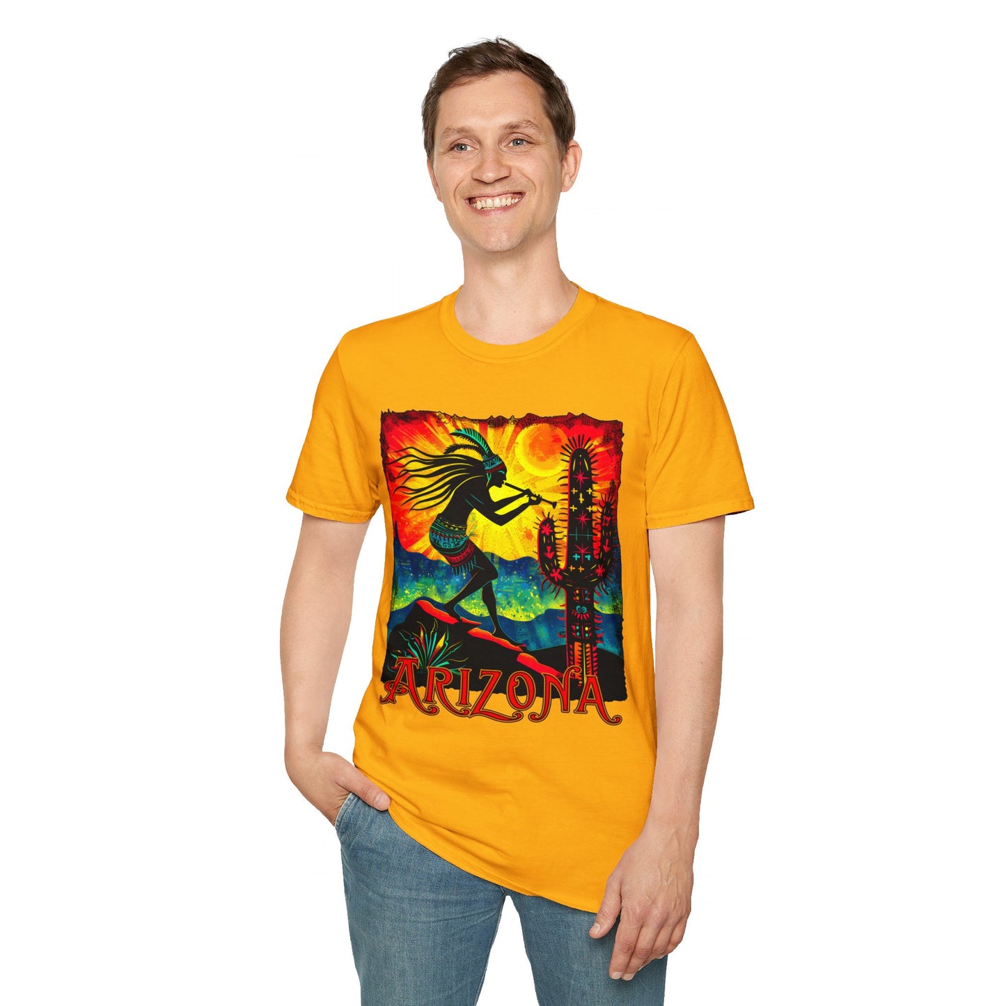 "Sunset Anthem" Unisex Softstyle T-Shirt from Adobe Dregs Coffee Stash™