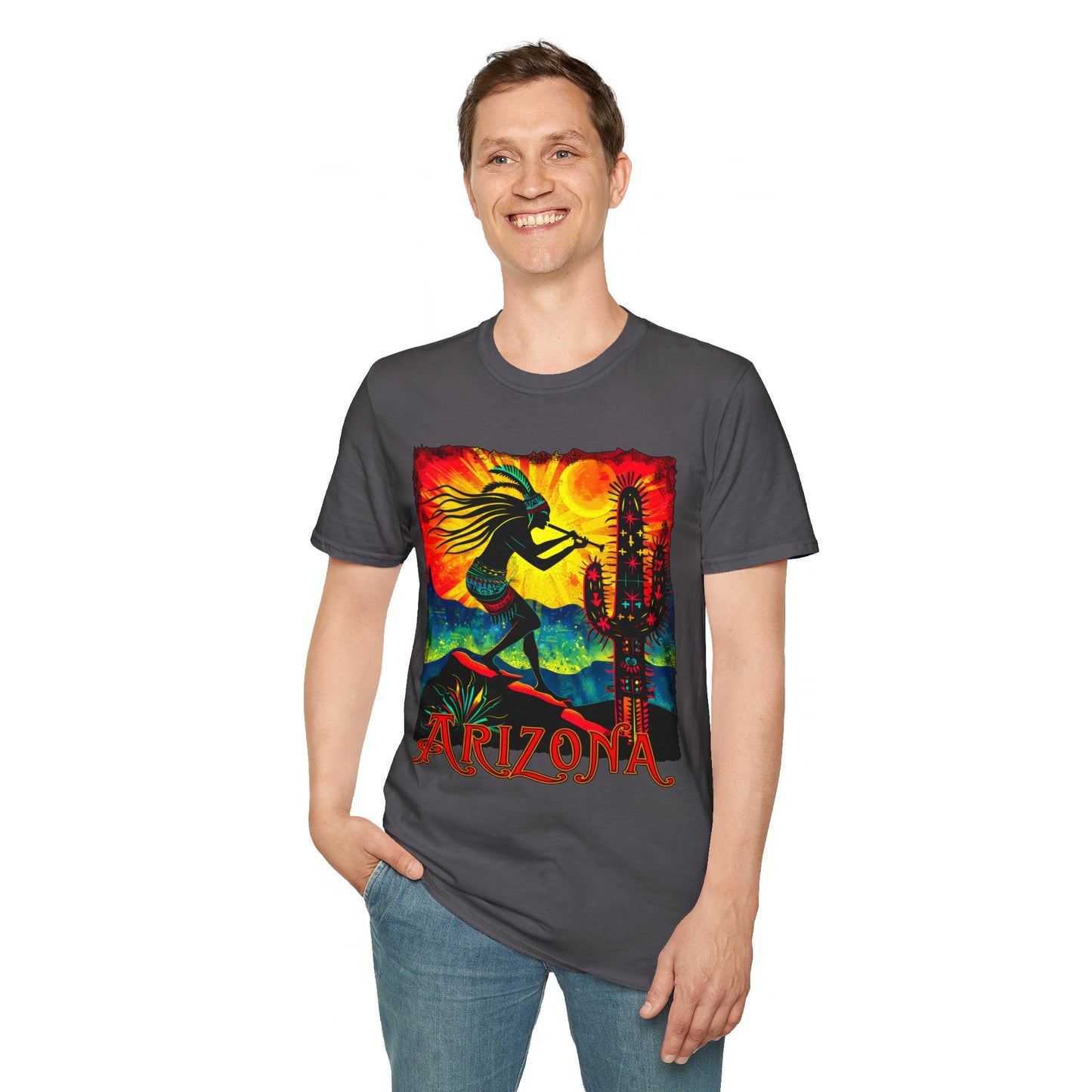 "Sunset Anthem" Unisex Softstyle T-Shirt from Adobe Dregs Coffee Stash™