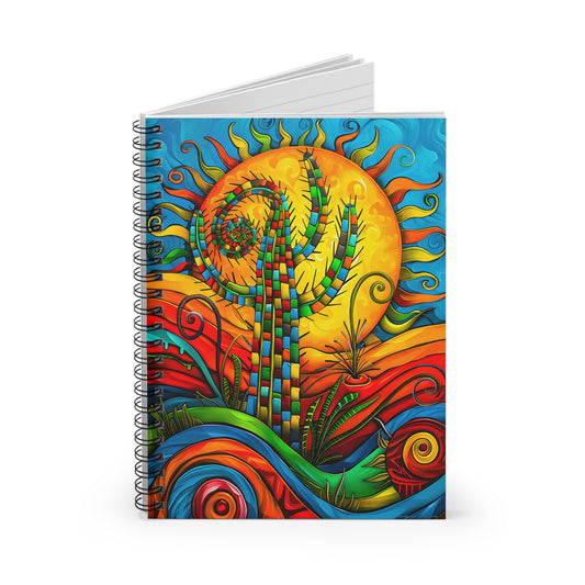 "Patchwork Saguaro" A Journal & Spiral Notebook - Ruled Line From Adobe Dregs Coffee Stash™