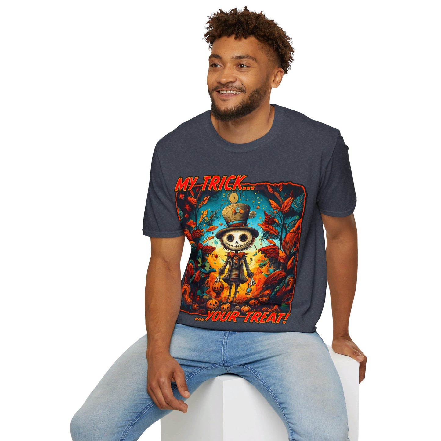 "My Trick...Your Treat!" Unisex Softstyle T-Shirt from Adobe Dregs Coffee Stash™