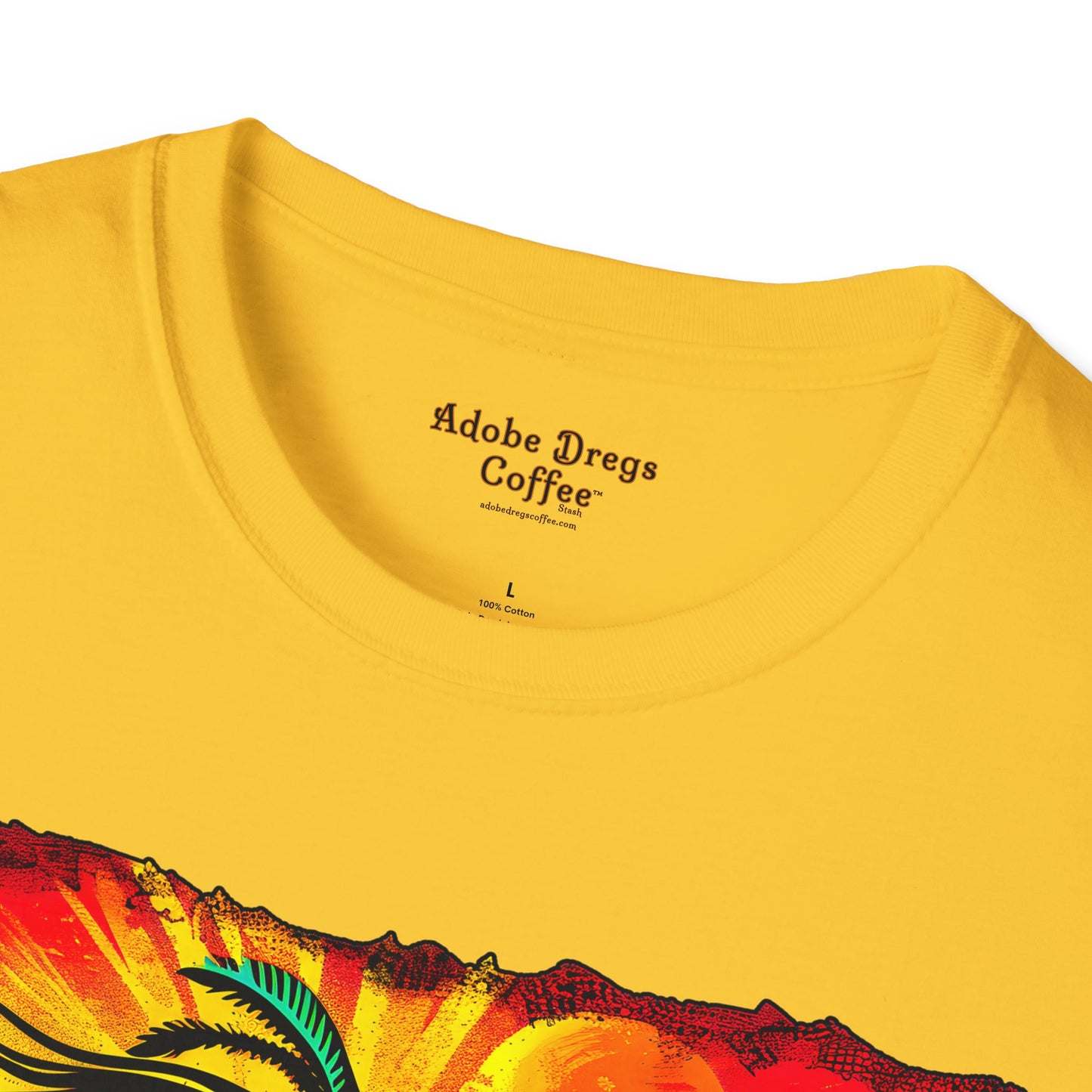 "Sunset Anthem" Unisex Softstyle T-Shirt from Adobe Dregs Coffee Stash™