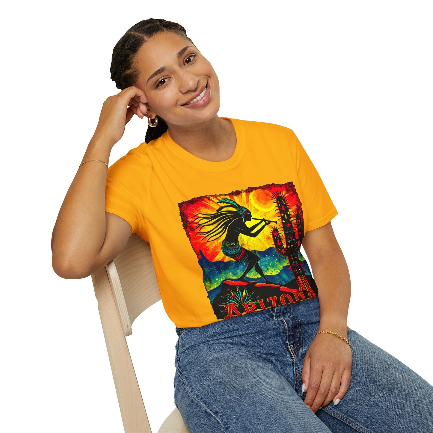 "Sunset Anthem" Unisex Softstyle T-Shirt from Adobe Dregs Coffee Stash™