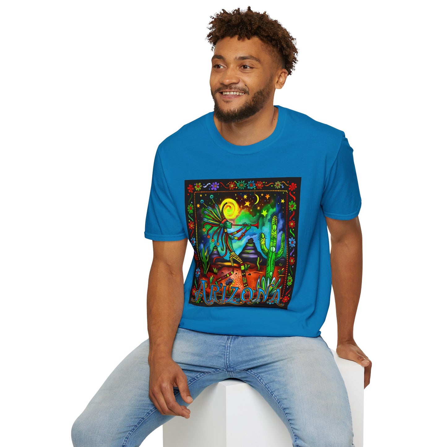 "Saguaro Serenade" Unisex Softstyle T-Shirt from Adobe Dregs Coffee Stash™