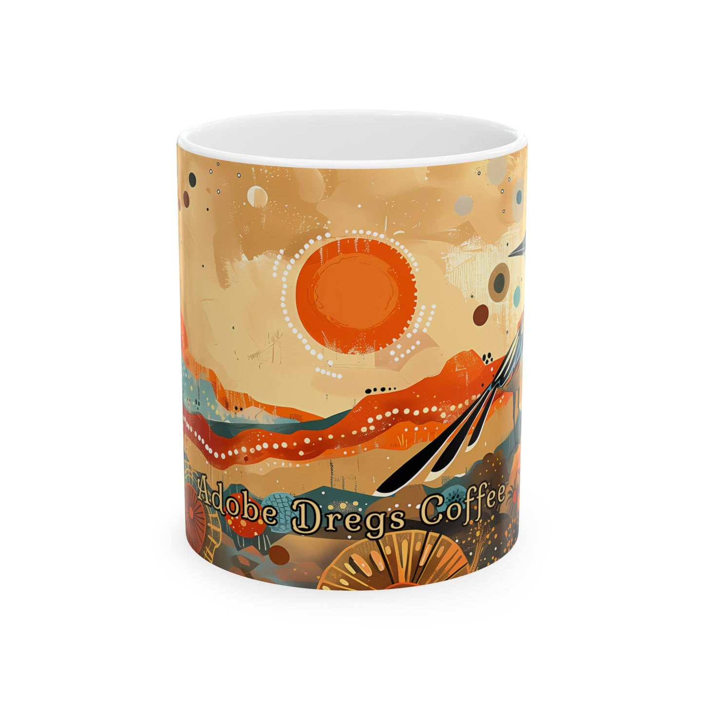 Desert Roadrunner: Adobe Dregs Coffee Ceramic Mug, 11oz.